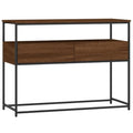 Brown Oak Narrow Console Table with 2 Drawers & Shelf S768