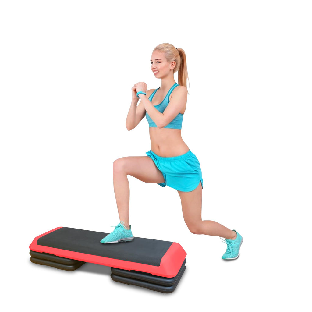 Adjustable Aerobic Workout Step Platform with 4 Stackable Risers O7329