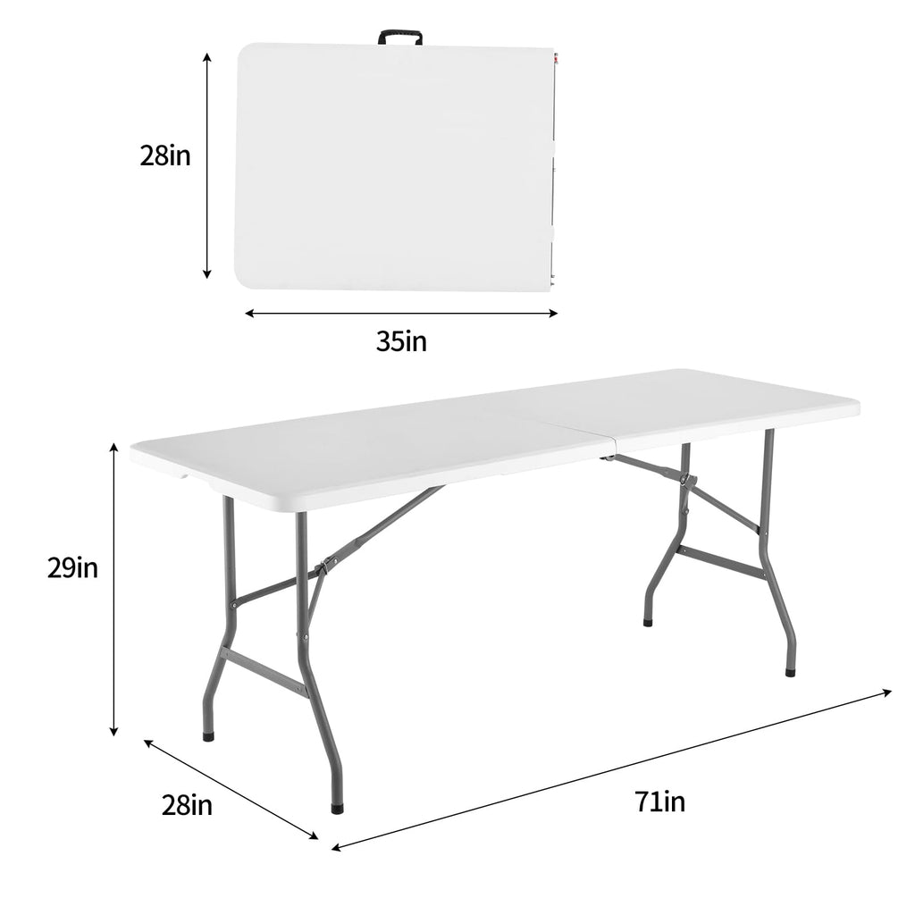 White Portable Folding Table with Carrying Handle K6141