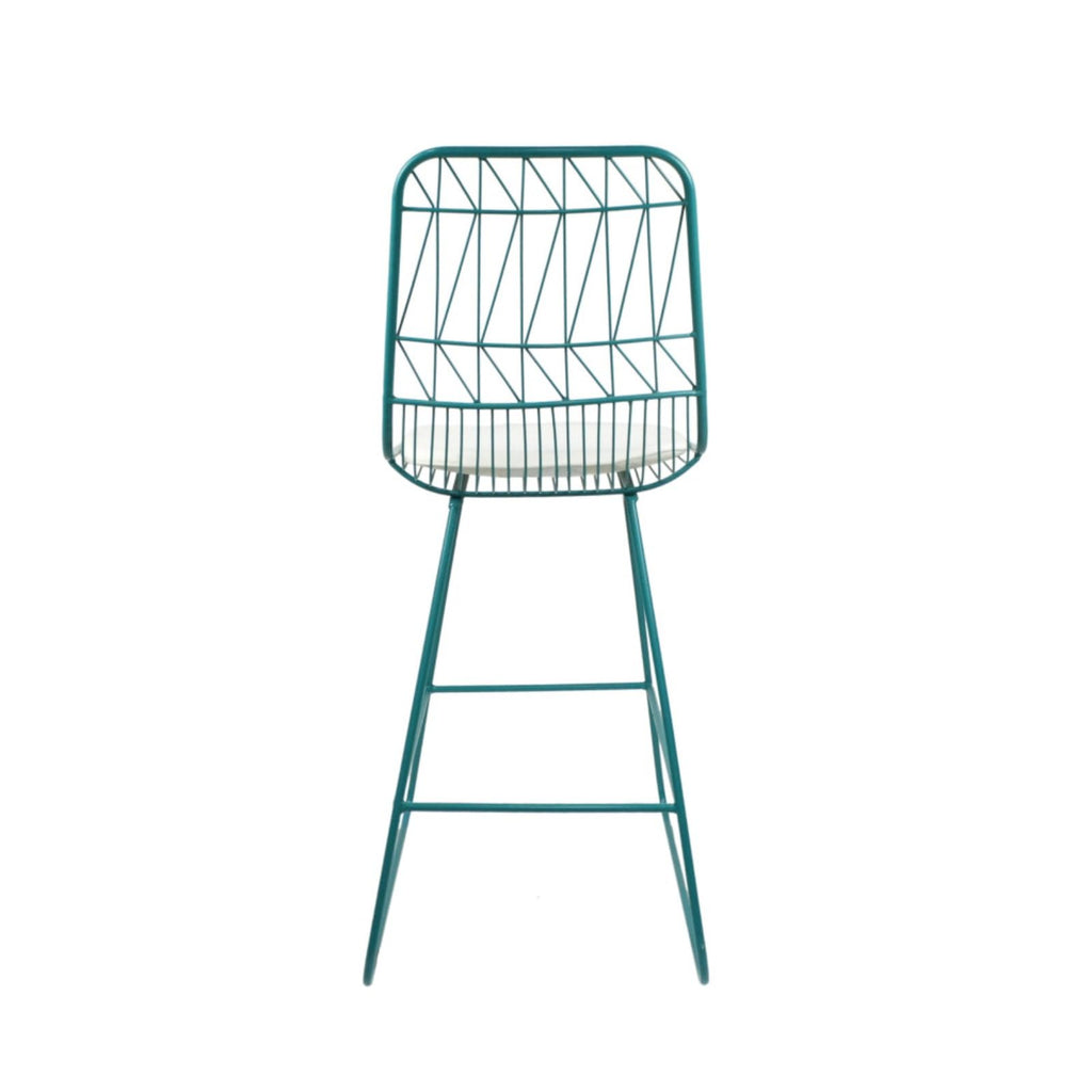 Teal Iron Patio Bar Stools with Cushion, Set of 2 O451373