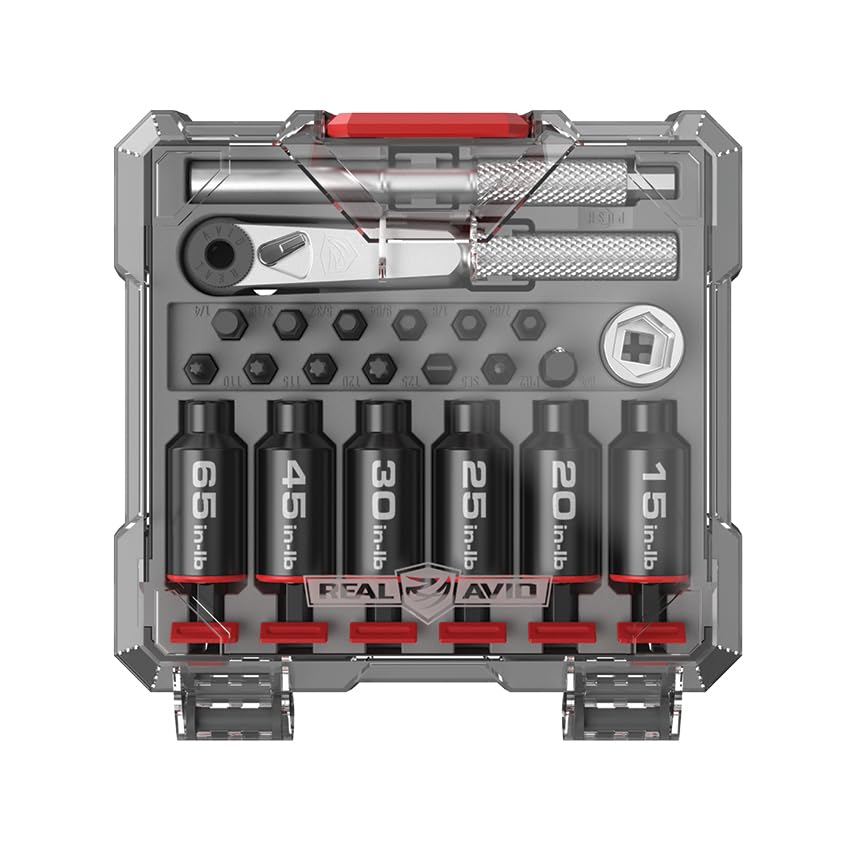 Torque Screwdriver & Ratcheting Driver Tool Set with 12 Bits & Storage Case O5870
