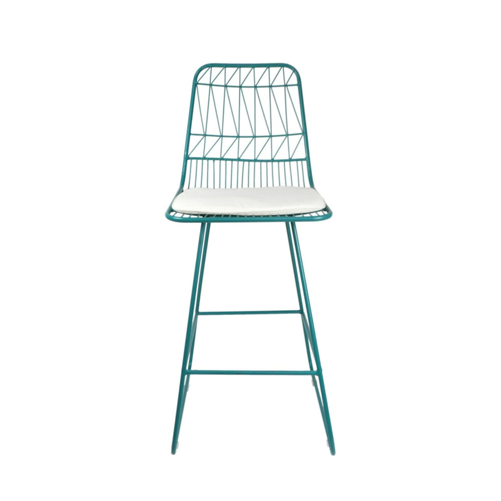 Teal Iron Patio Bar Stools with Cushion, Set of 2 O451373