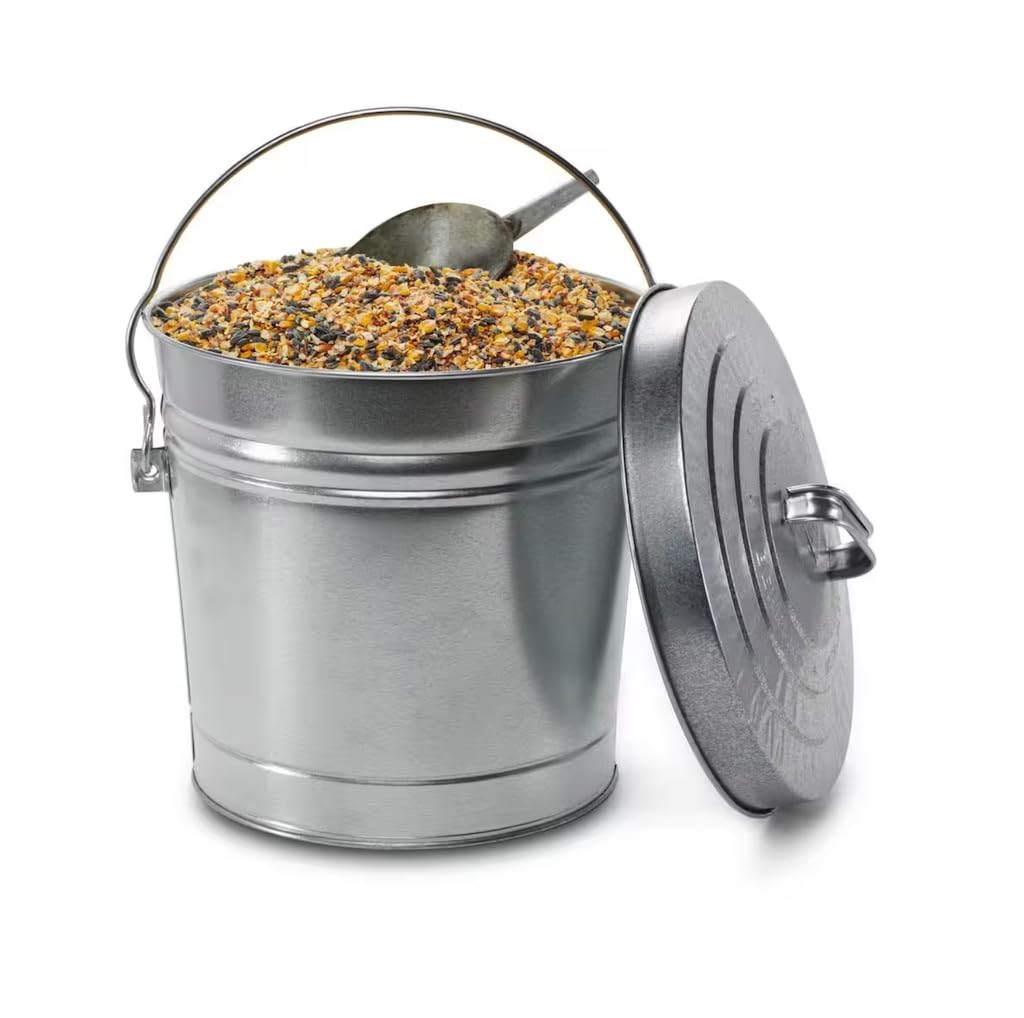 6 Gallon Galvanized Steel Round Trash Can with Locking Lid I222037