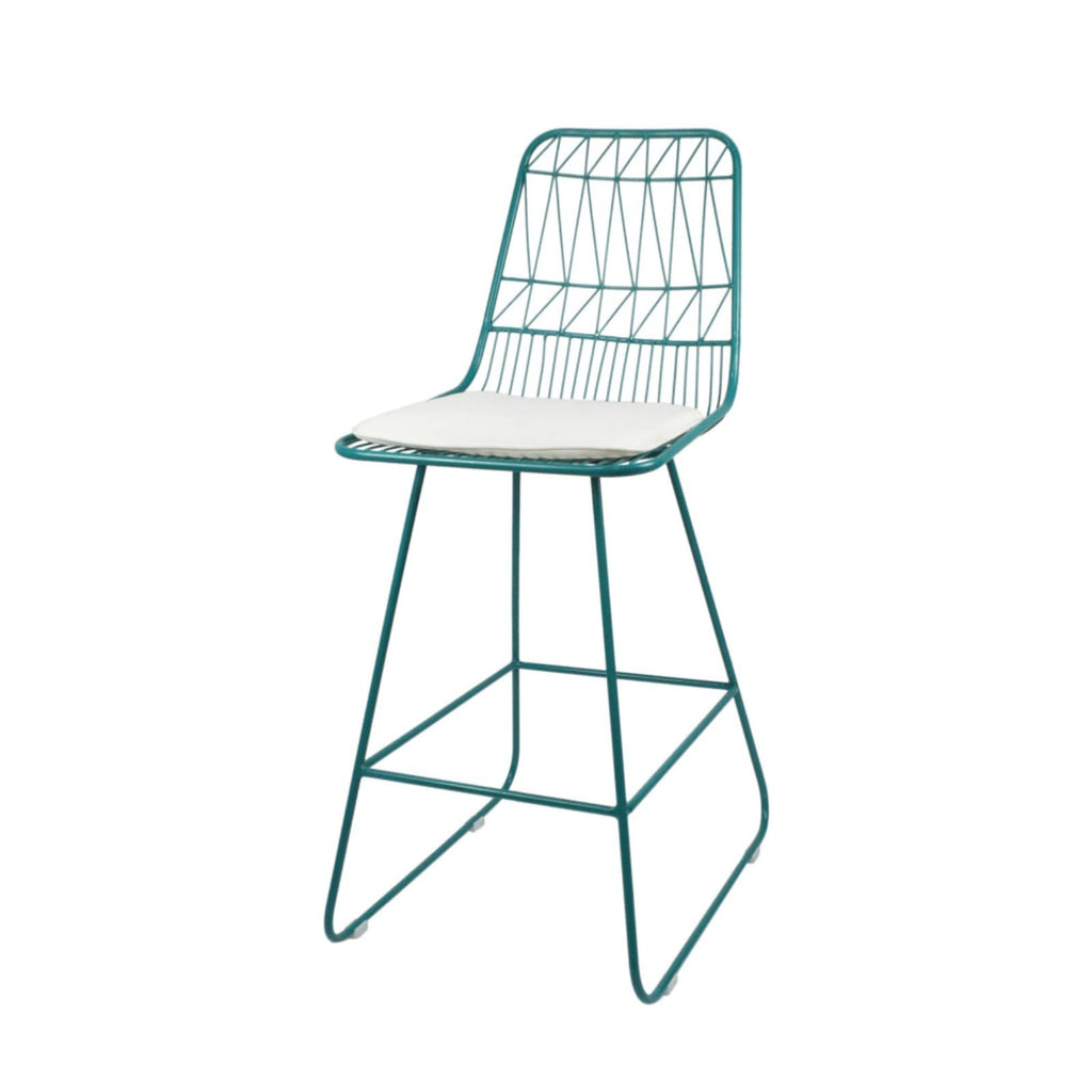 Teal Iron Patio Bar Stools with Cushion, Set of 2 O451373