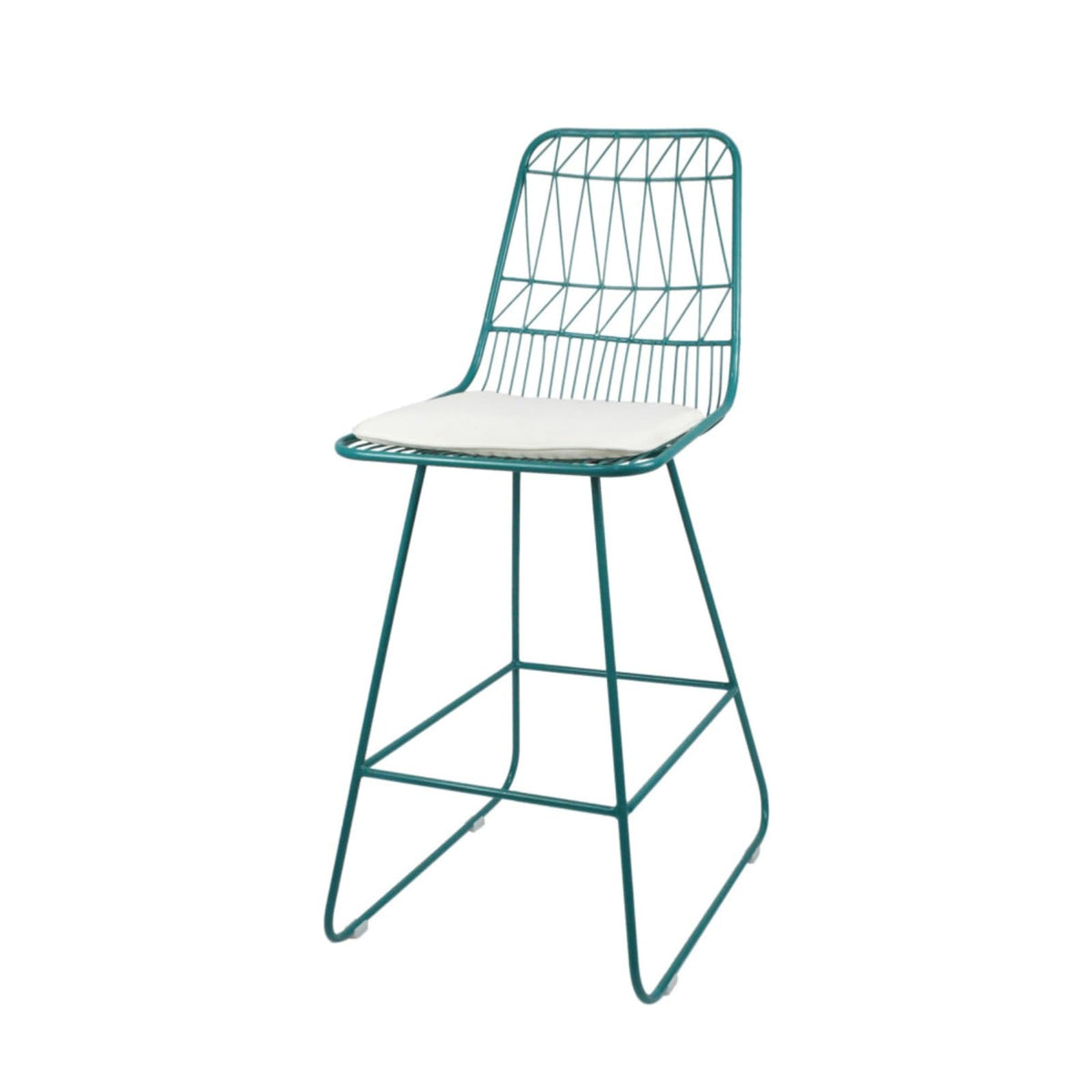 Teal Iron Patio Bar Stools with Cushion, Set of 2 O451373