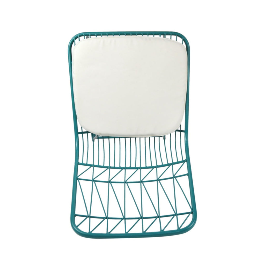 Teal Iron Patio Bar Stools with Cushion, Set of 2 O451373