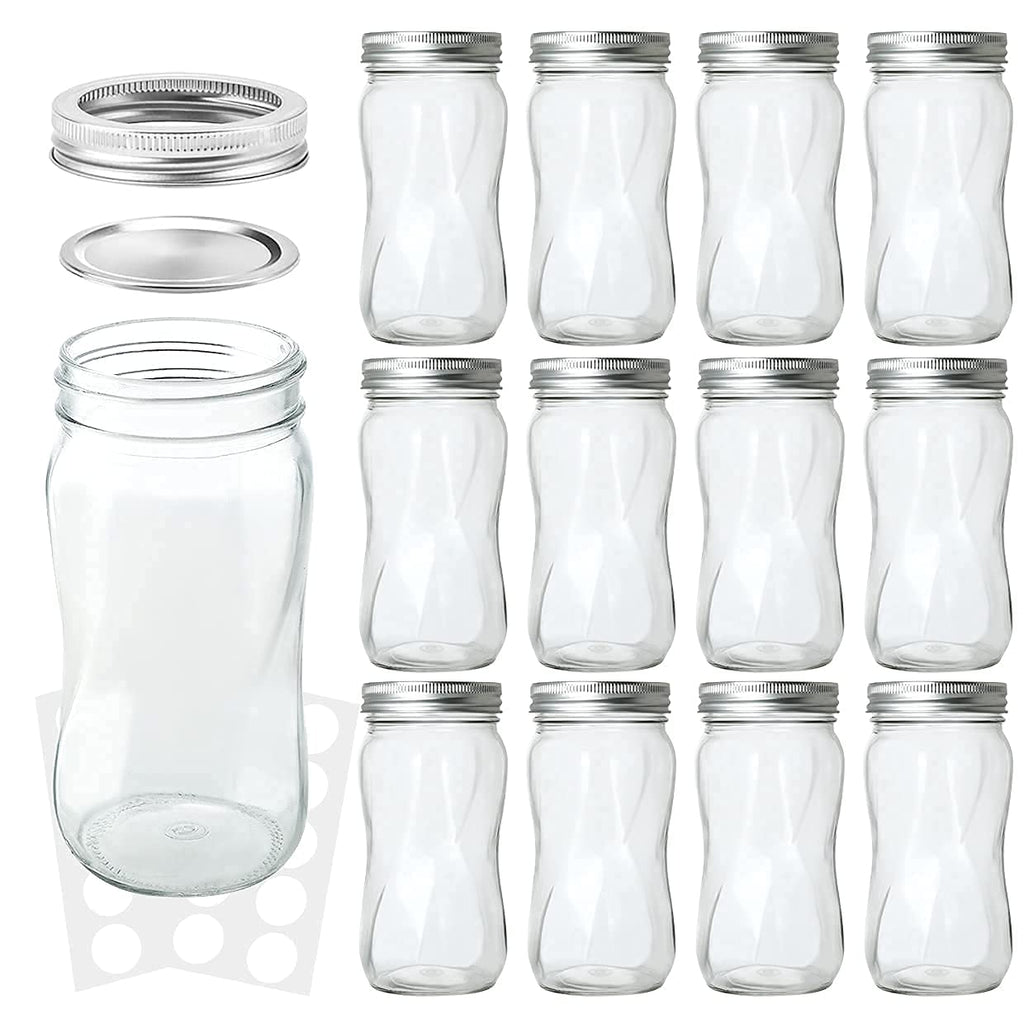 16oz Regular Mouth Mason Jars 12 Pack with Lids & Bands J41687