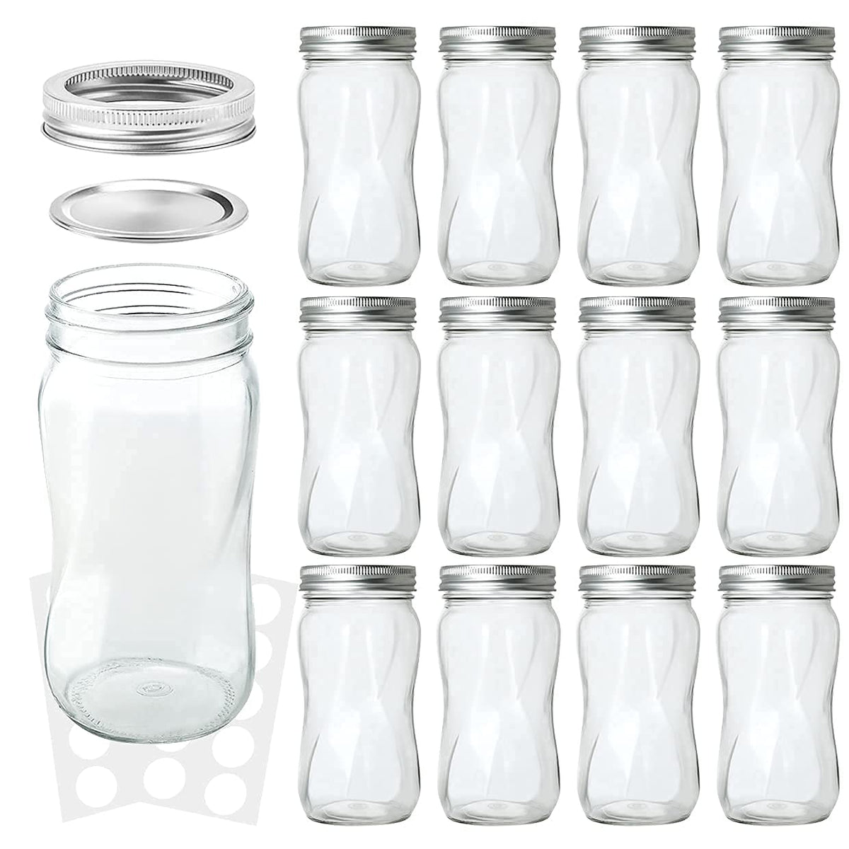 16oz Regular Mouth Mason Jars 12 Pack with Lids & Bands J41687