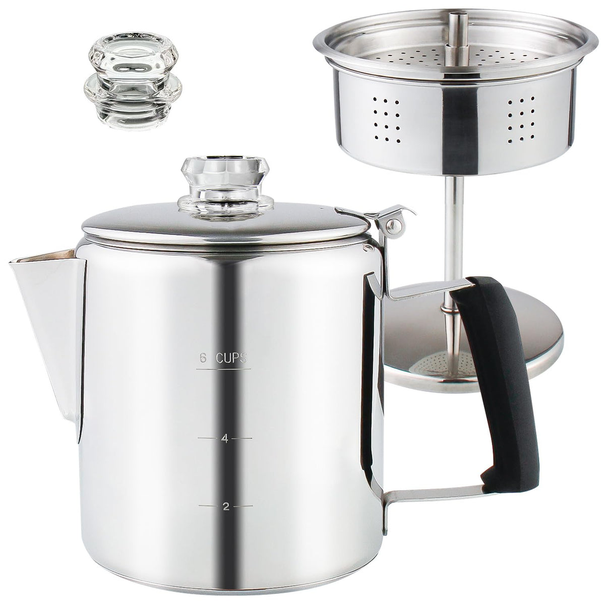 Stainless Steel Stove Top Percolator Coffee Pot 6 Cup U66121
