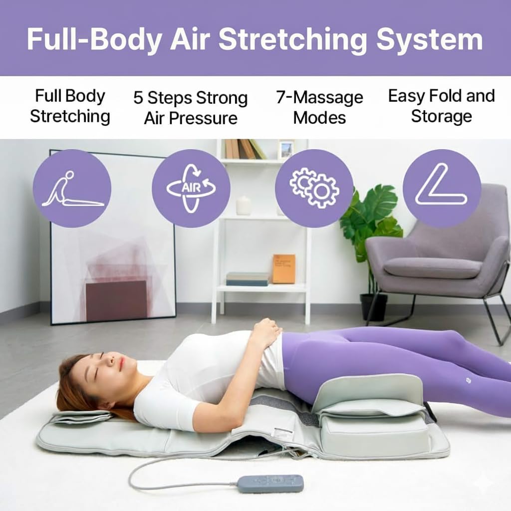 Full Body Stretching Massage Mat, 26 Air Cells, 7 Modes G451