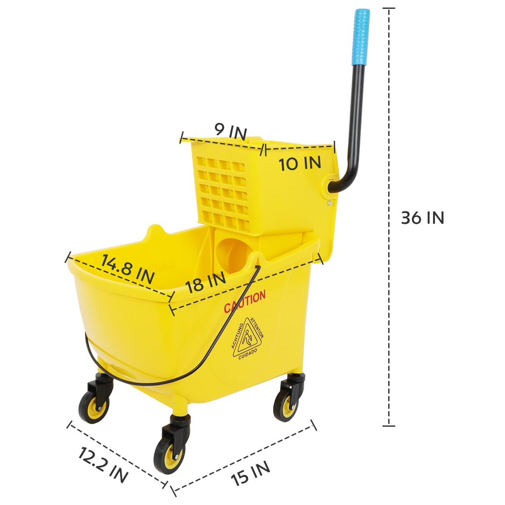 Commercial Mop Bucket with Wringer, 35 Quart Mop and Bucket Set N9215