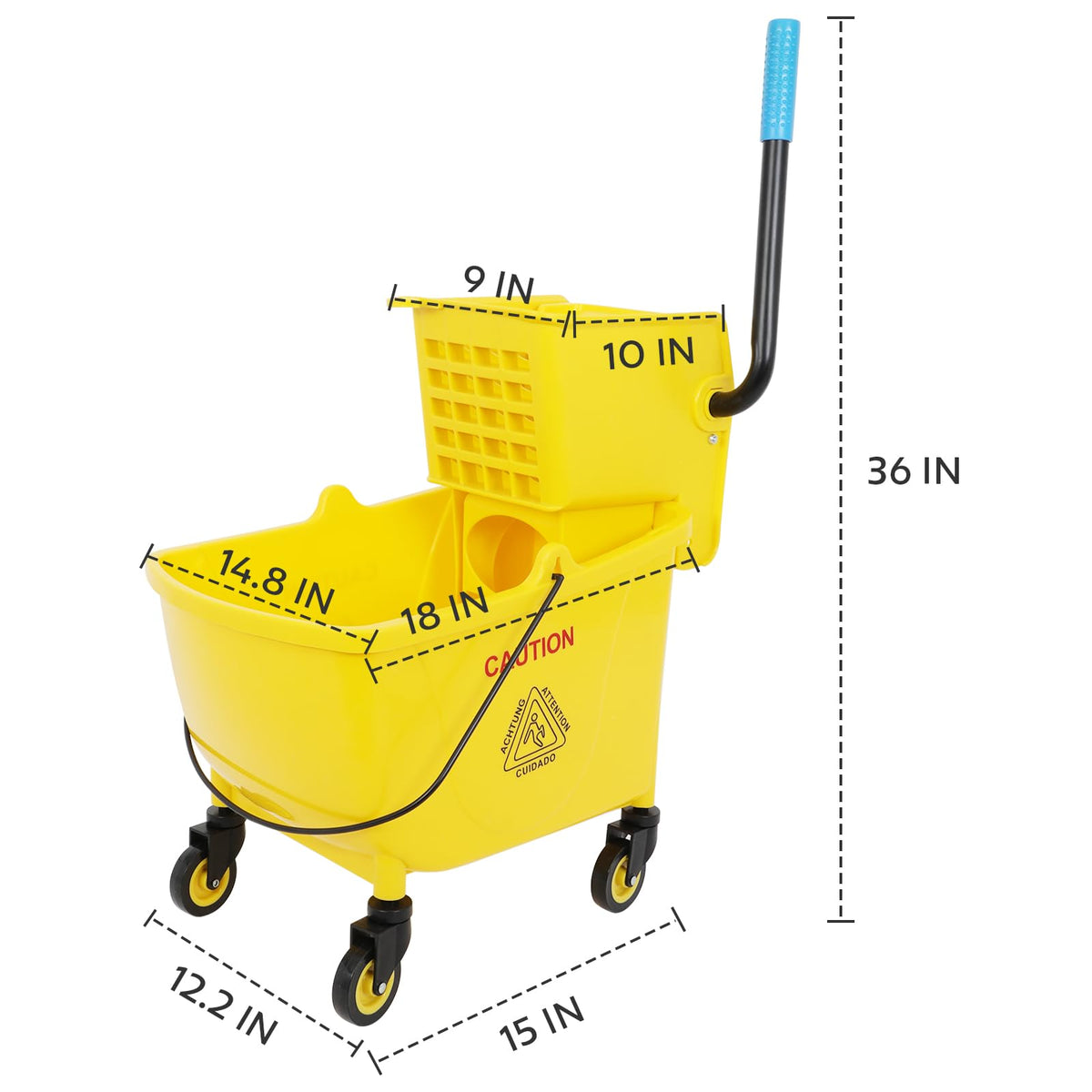 Commercial Mop Bucket with Wringer, 35 Quart Mop and Bucket Set N9215