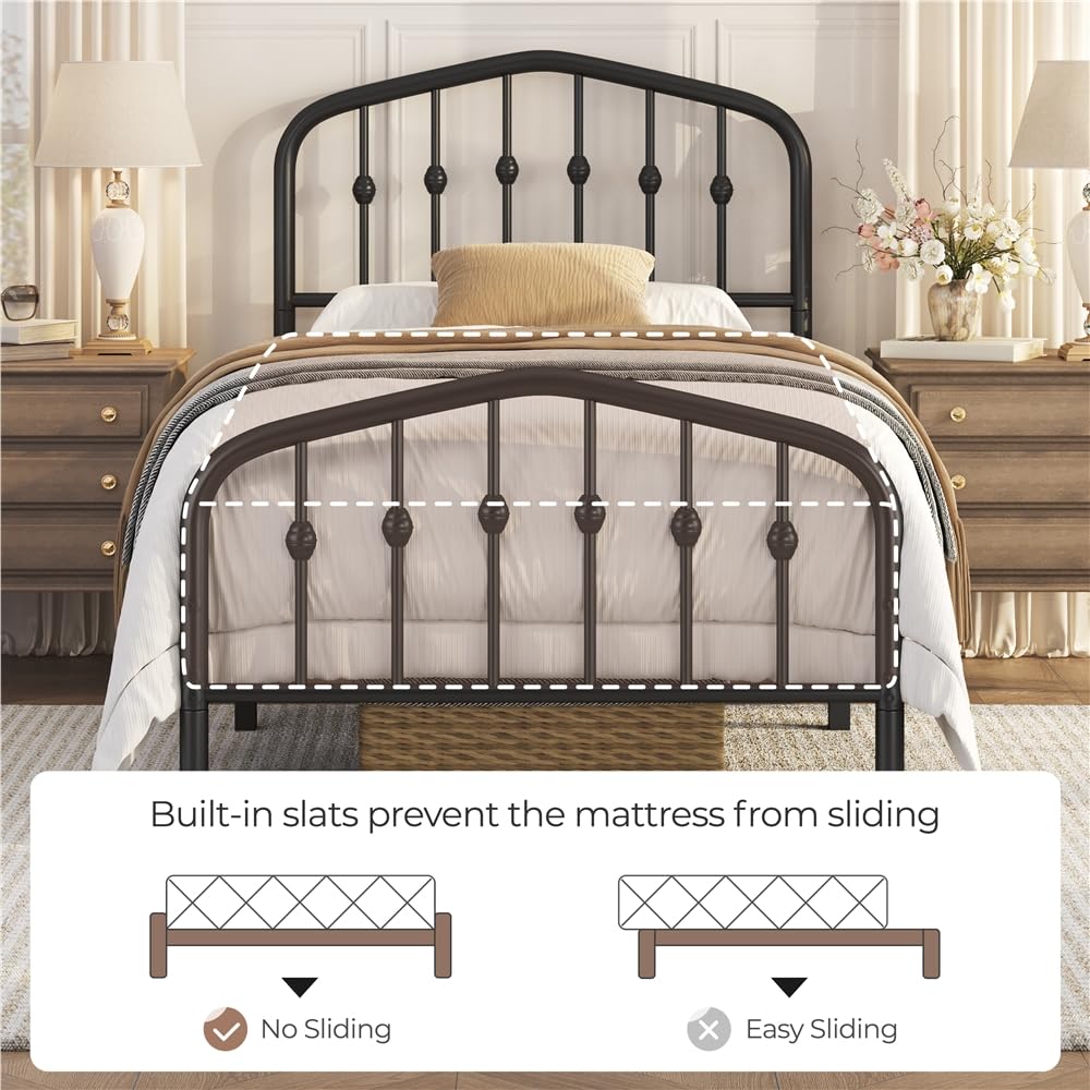 Twin Metal Bed Frame with Victorian Headboard I987