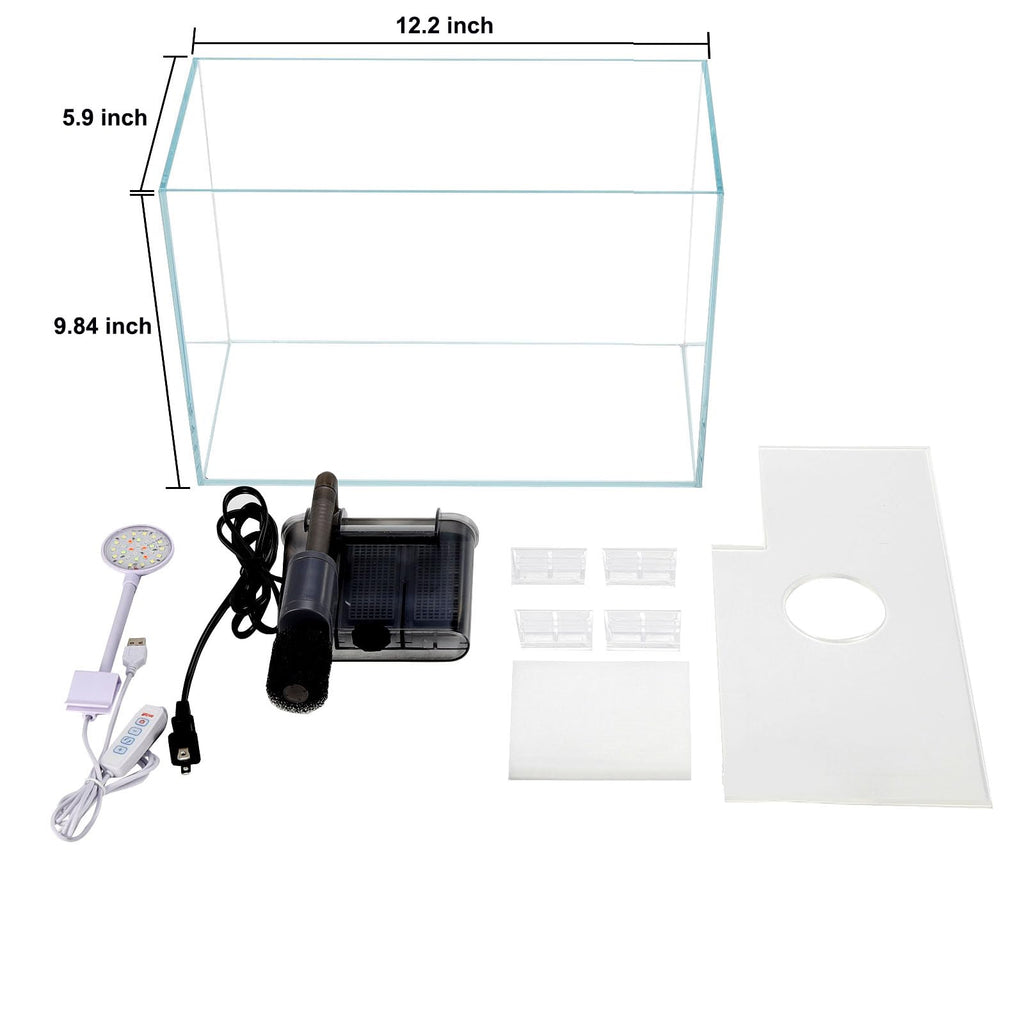 3 Gallon Glass Fish Tank Starter Kit with Filter R2529
