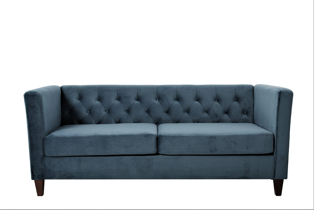 Prussian Blue Velvet Three Seater Sofa W179518