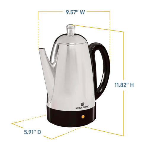 12-Cup Stainless Steel Electric Percolator Coffee Maker U6037