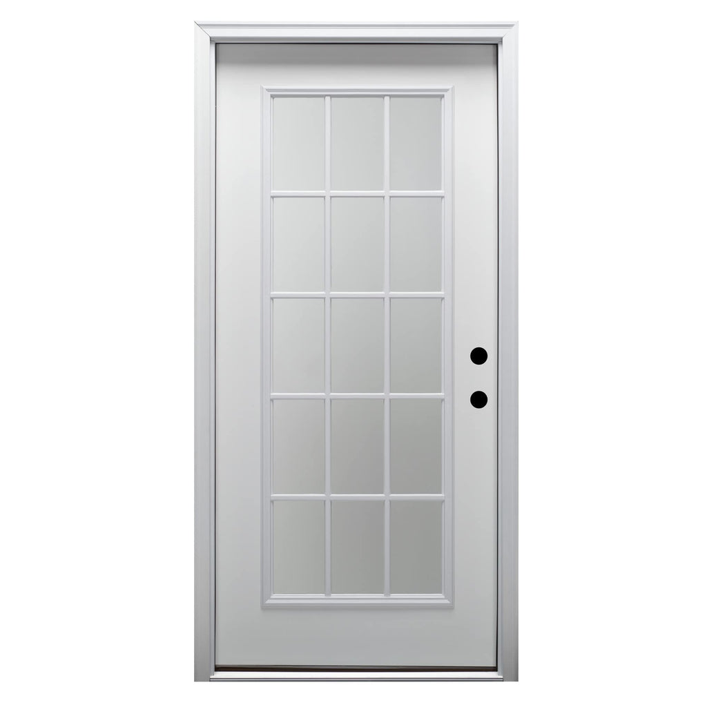 Fiberglass Smooth Primed Left Hand In-Swing Prehung Front Door 15 Lite Clear Glass 36" x 80" Z500