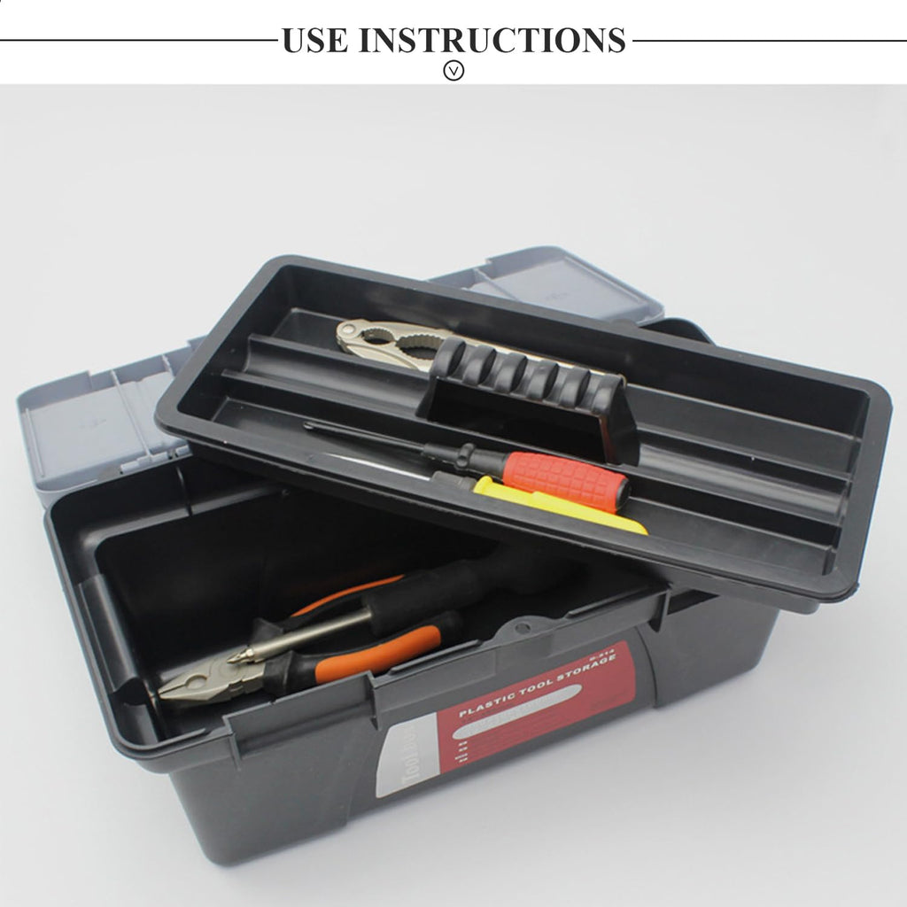 10" Plastic Tool Box with Removable Tool Tray G908