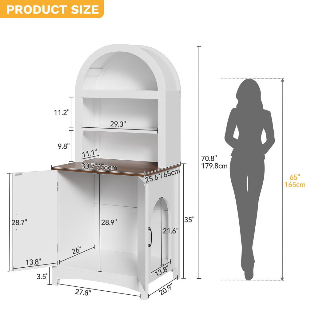 70.8in Hidden Cat Litter Box Furniture with Shelves D7021