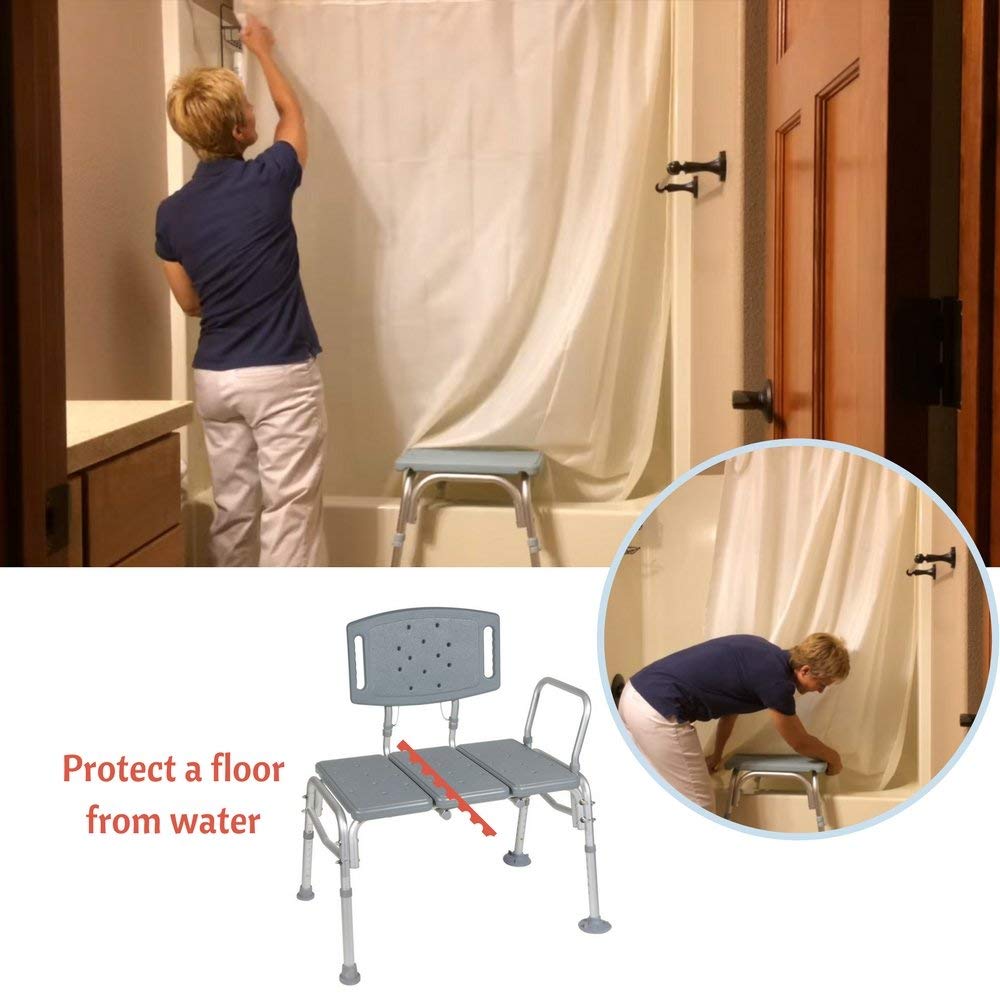 Adjustable Height Heavy Duty Transfer Bench with Back Non-Slip Seat F920150