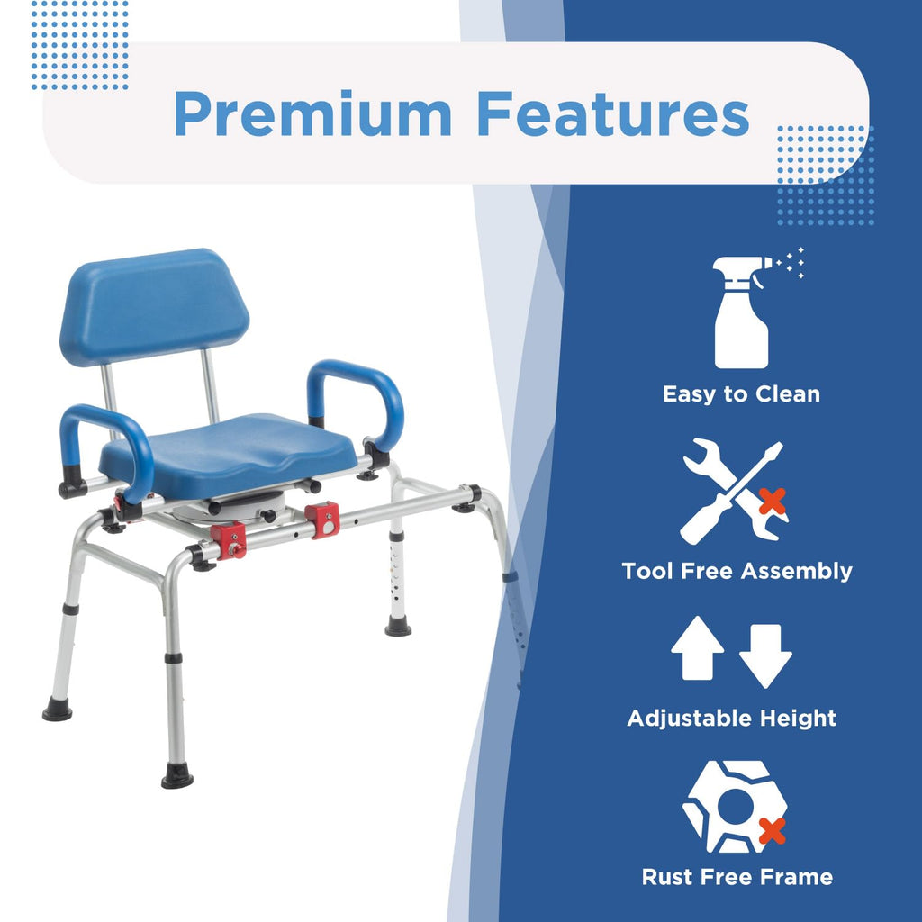 Rotating Transfer Bench with Padded Seat and Arms A9769