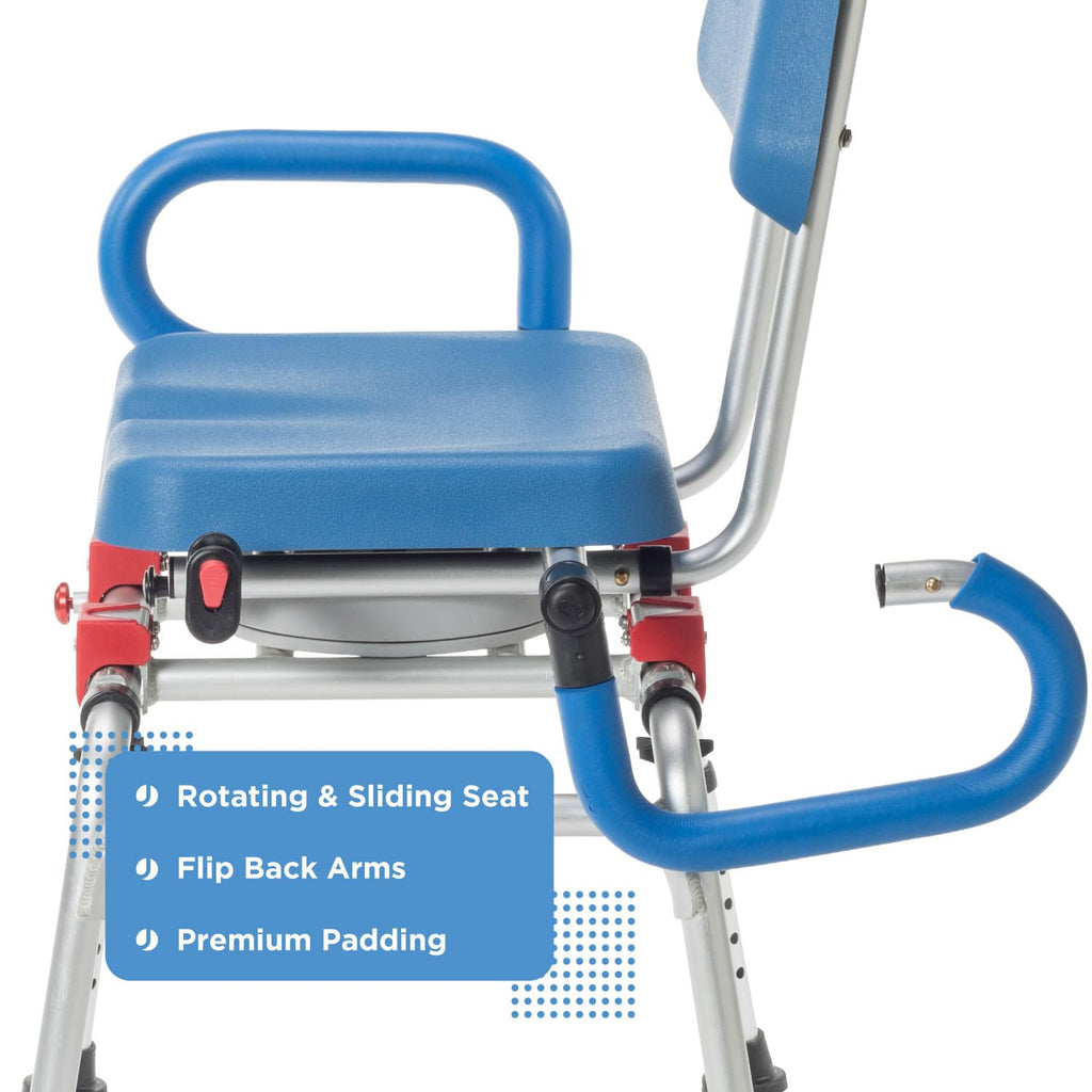 Rotating Transfer Bench with Padded Seat and Arms A9769