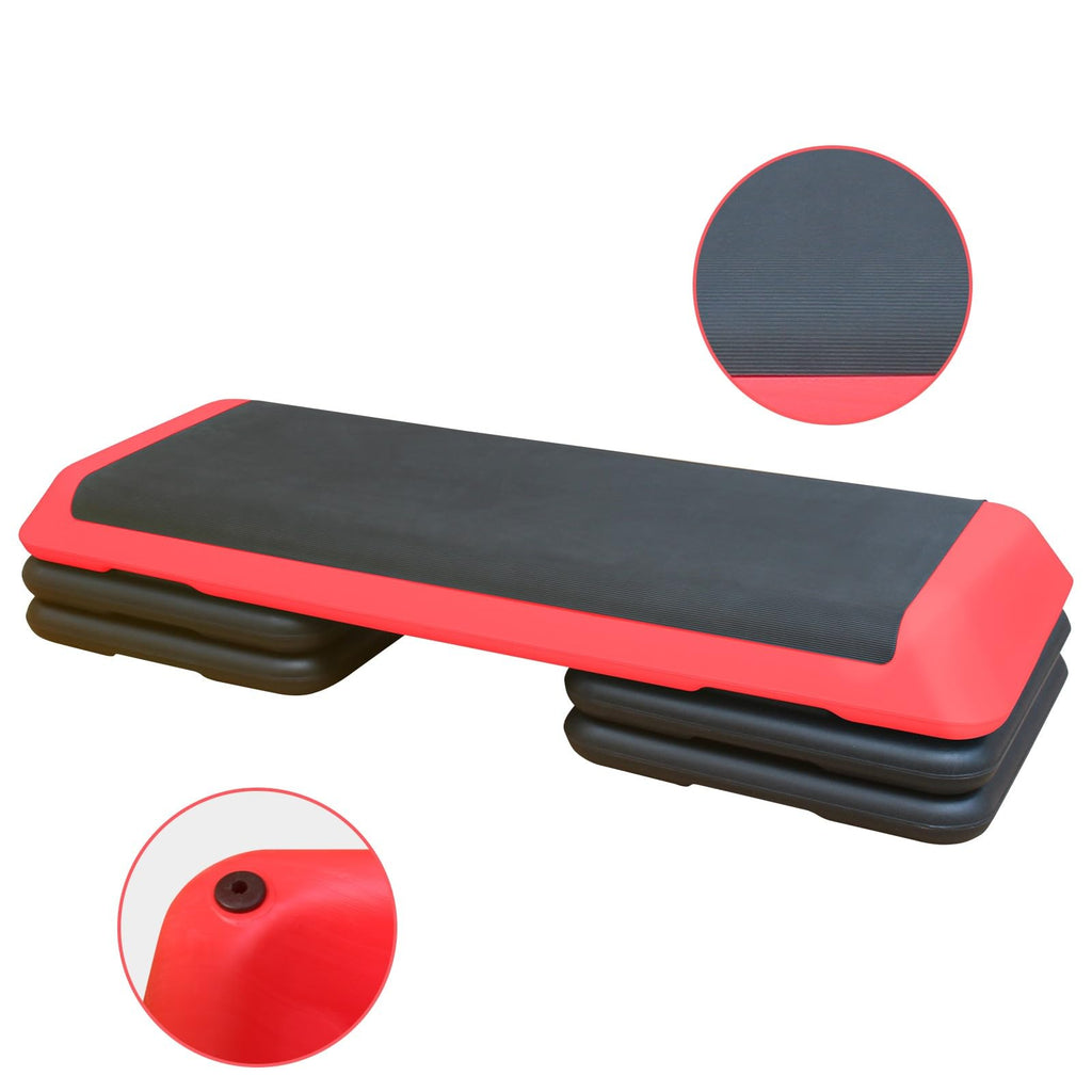 Adjustable Aerobic Workout Step Platform with 4 Stackable Risers O7329