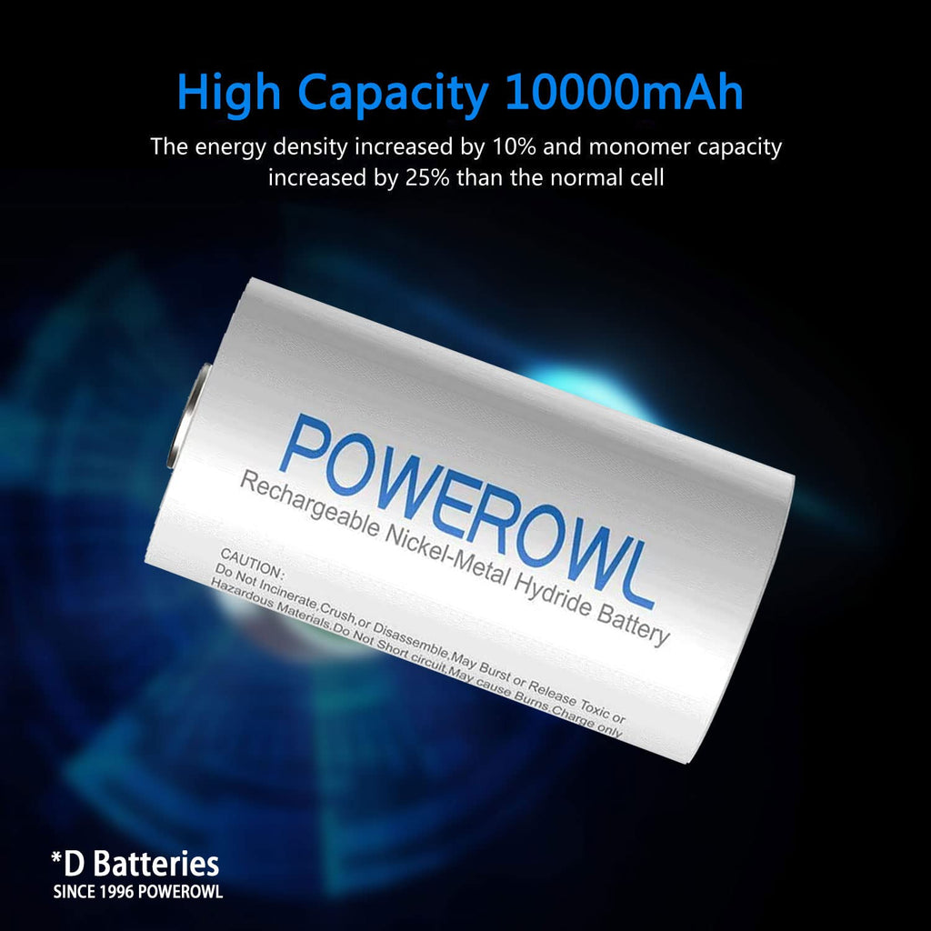 Rechargeable D Batteries with 4 Bay Battery Charger X5114