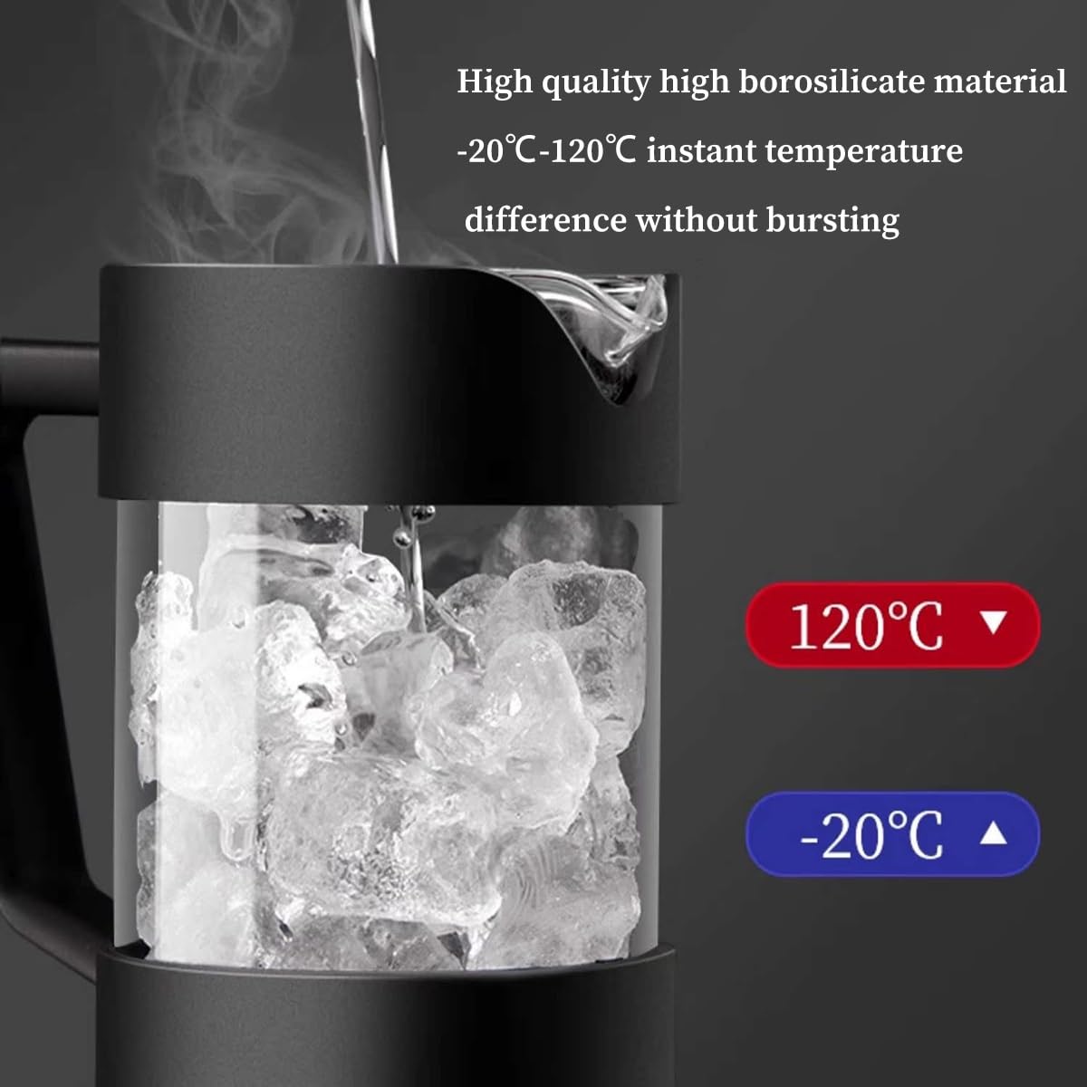 French Press Coffee Maker with 3-level Filter System, Stainless Steel, Borosilicate Glass, 1000ml V134392