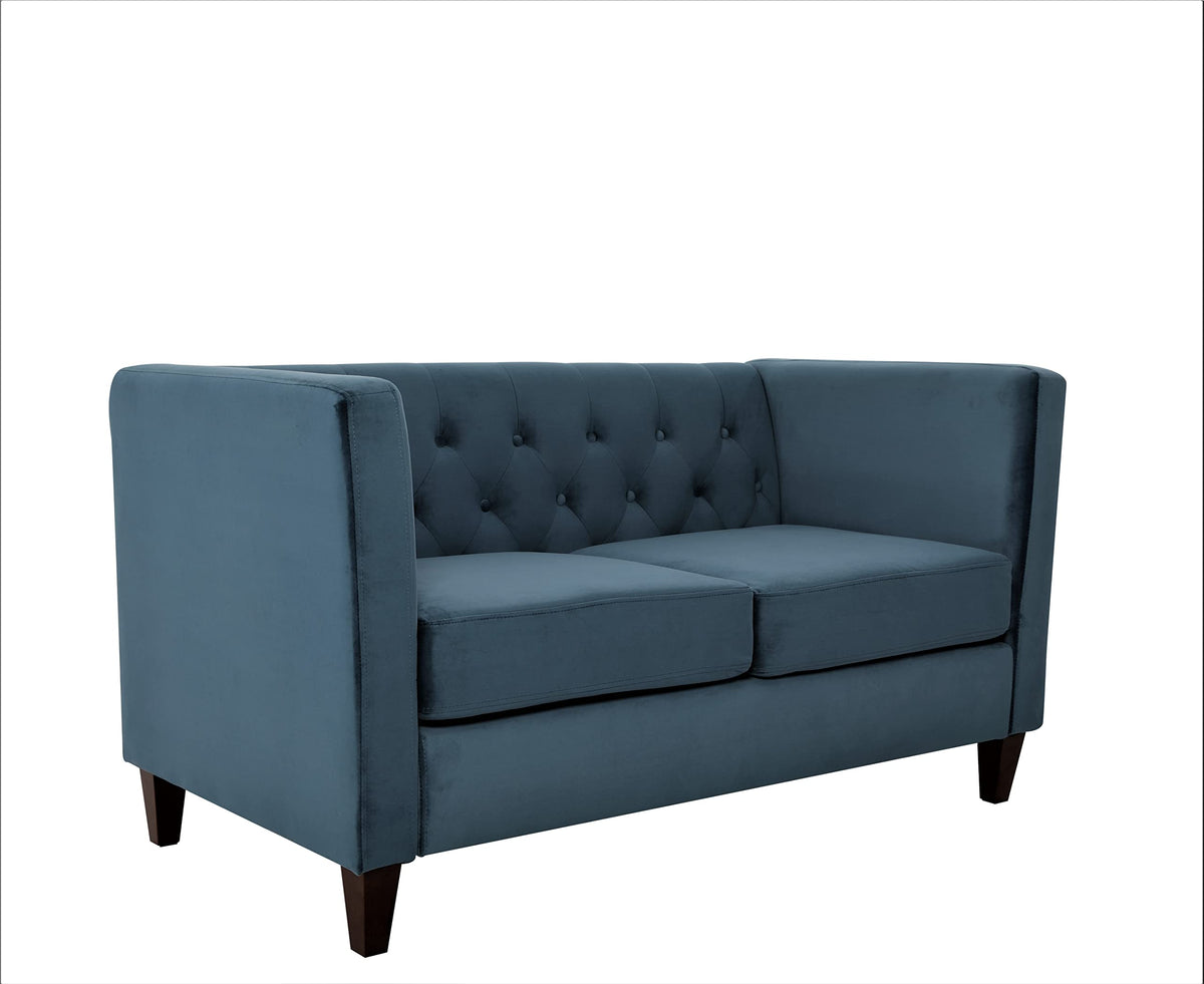 Prussian Blue Velvet Three Seater Sofa W179518