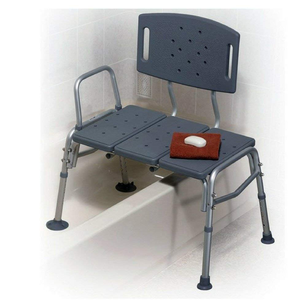 Adjustable Height Heavy Duty Transfer Bench with Back Non-Slip Seat F920150