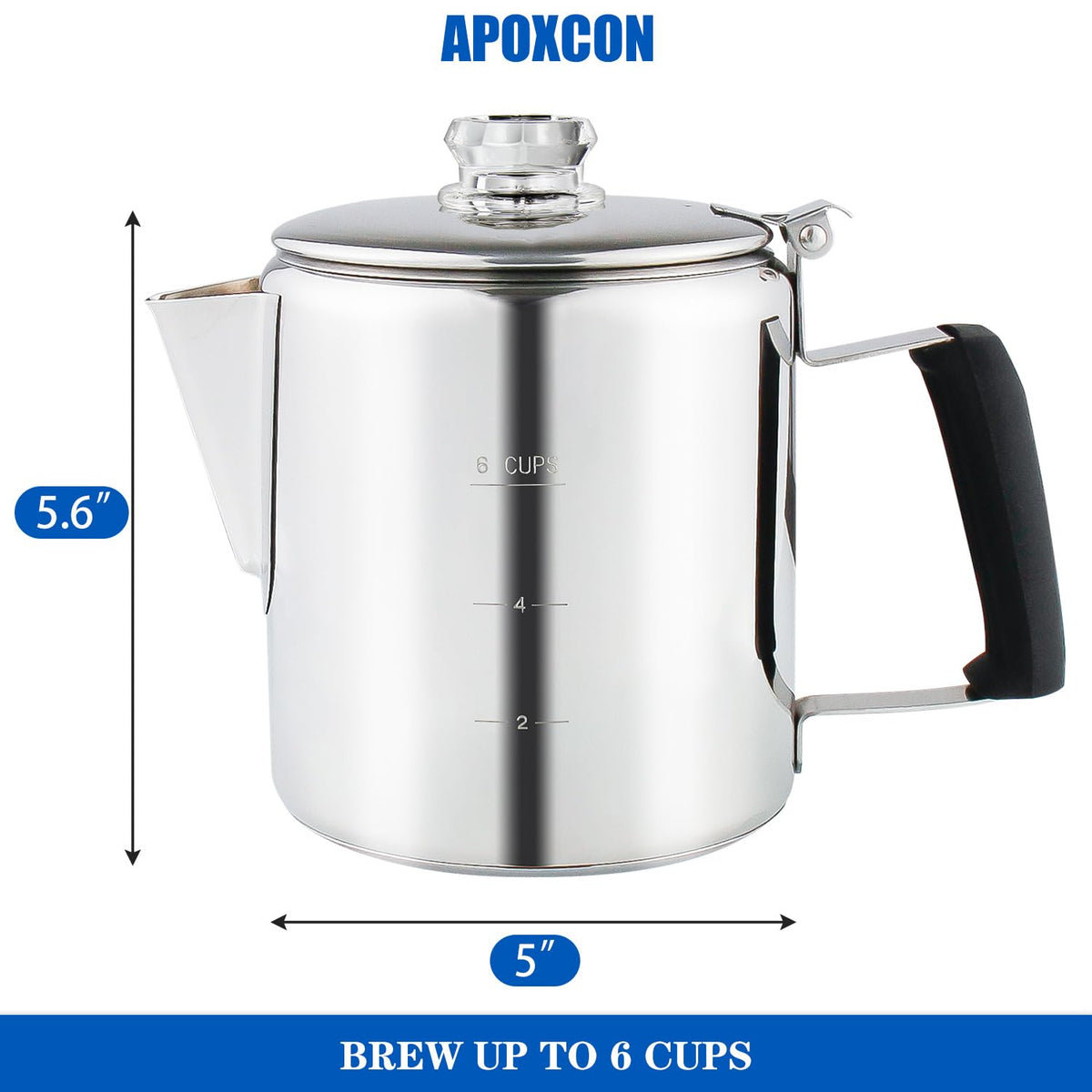 Stainless Steel Stove Top Percolator Coffee Pot 6 Cup U66121