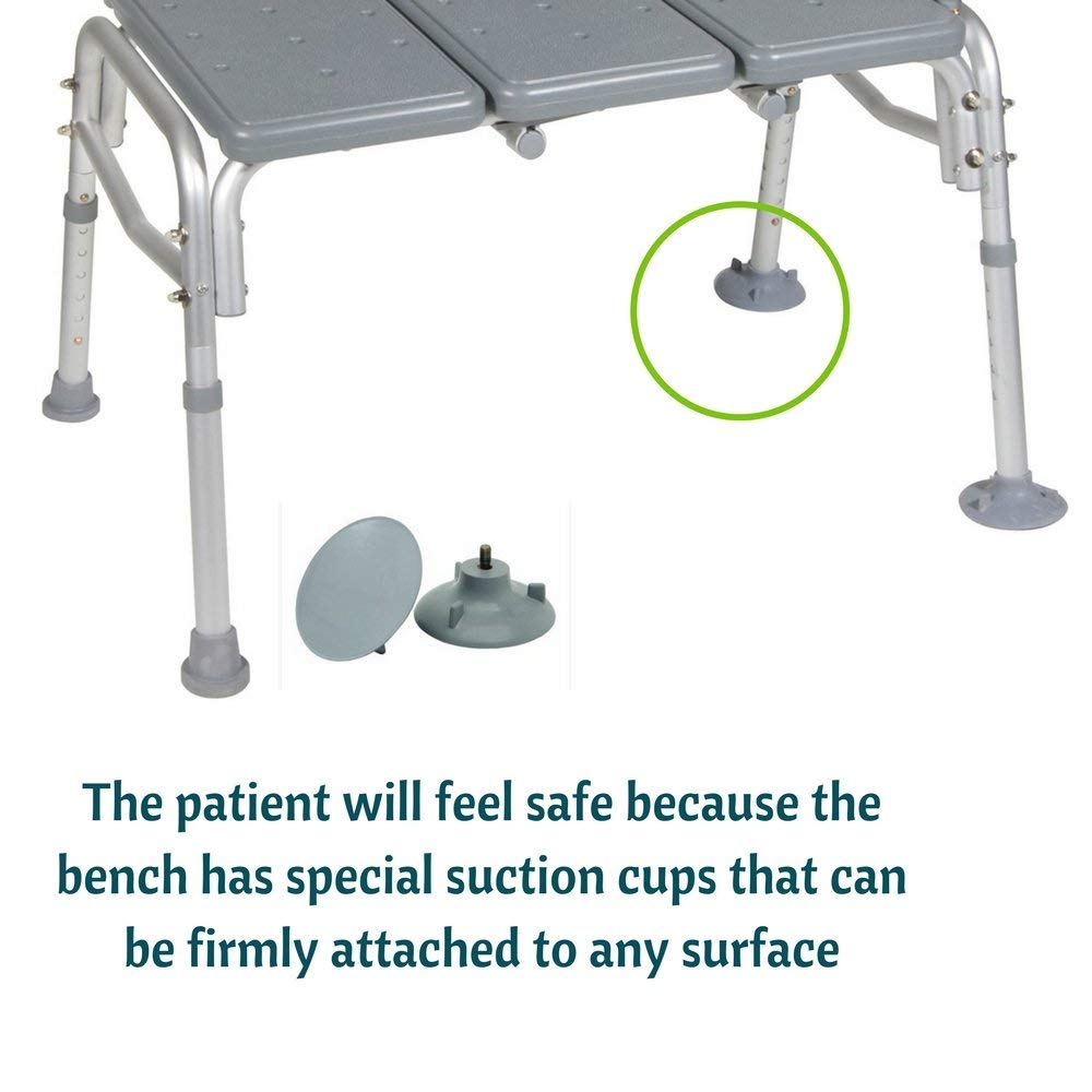 Adjustable Height Heavy Duty Transfer Bench with Back Non-Slip Seat F920150