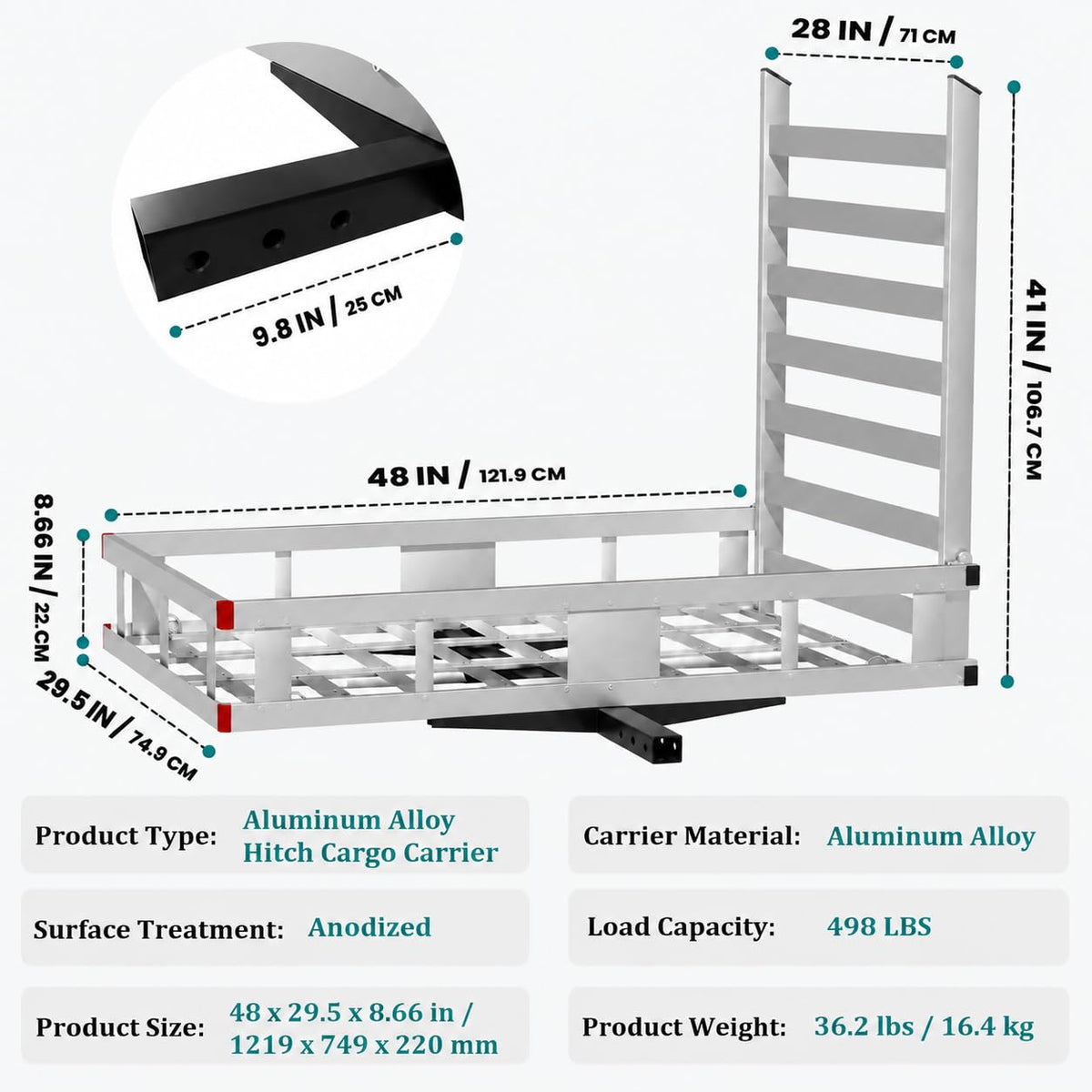 Aluminum Hitch Cargo Carrier with Ramp T998