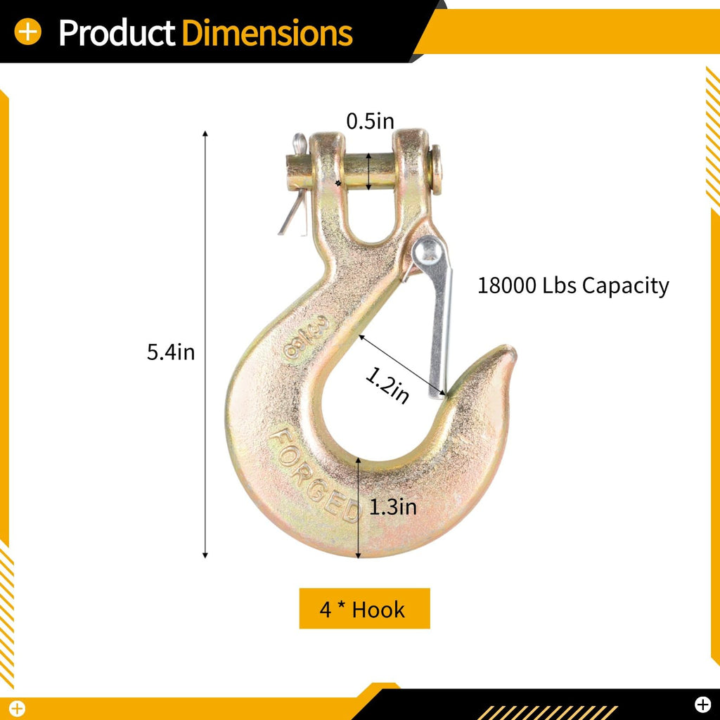 4-Pack 3/8-Inch Clevis Slip Hooks with Safety Latch E76614