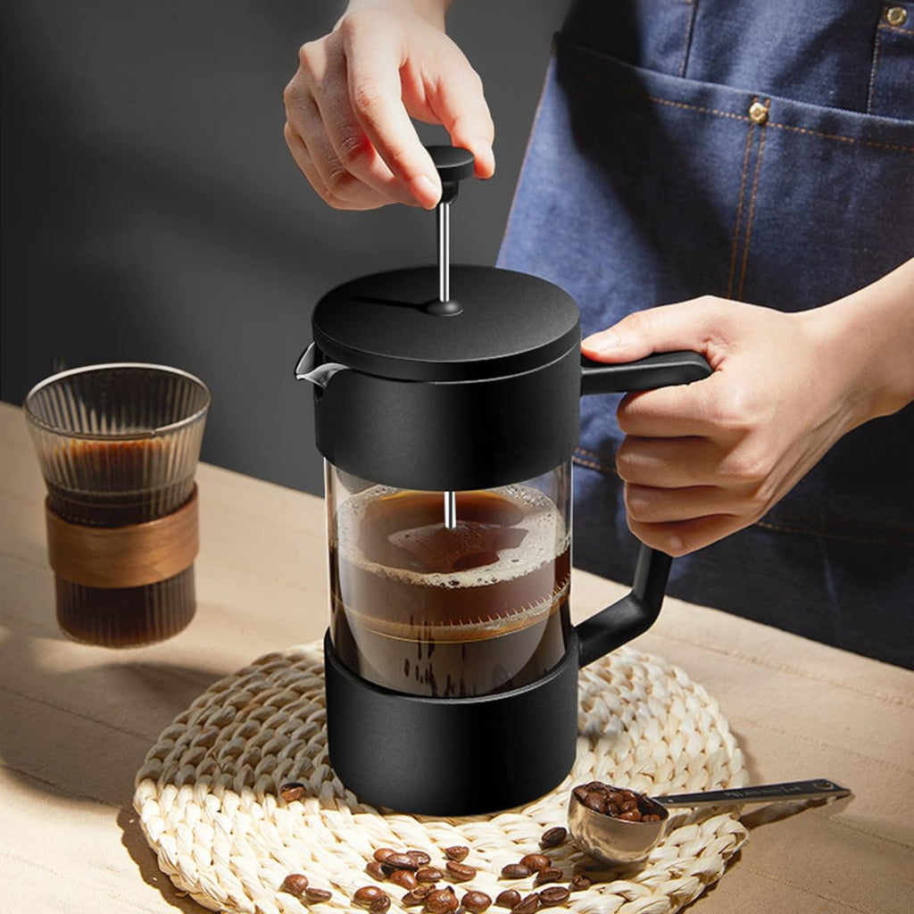French Press Coffee Maker with 3-level Filter System, Stainless Steel, Borosilicate Glass, 1000ml V134392