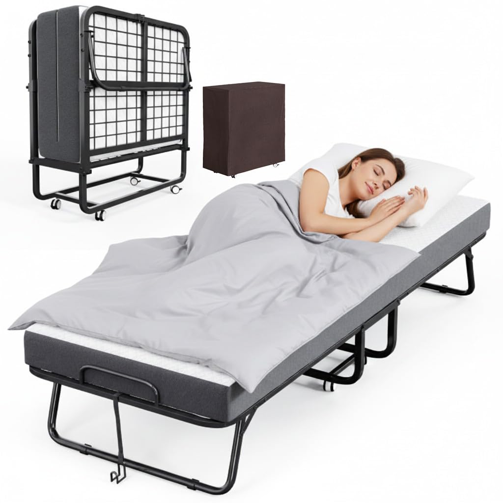 Folding Bed with Mattress 75 x 31 Inch Twin Size E726