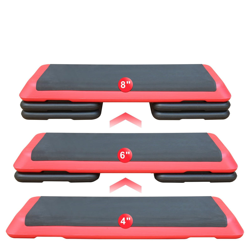Adjustable Aerobic Workout Step Platform with 4 Stackable Risers O7329