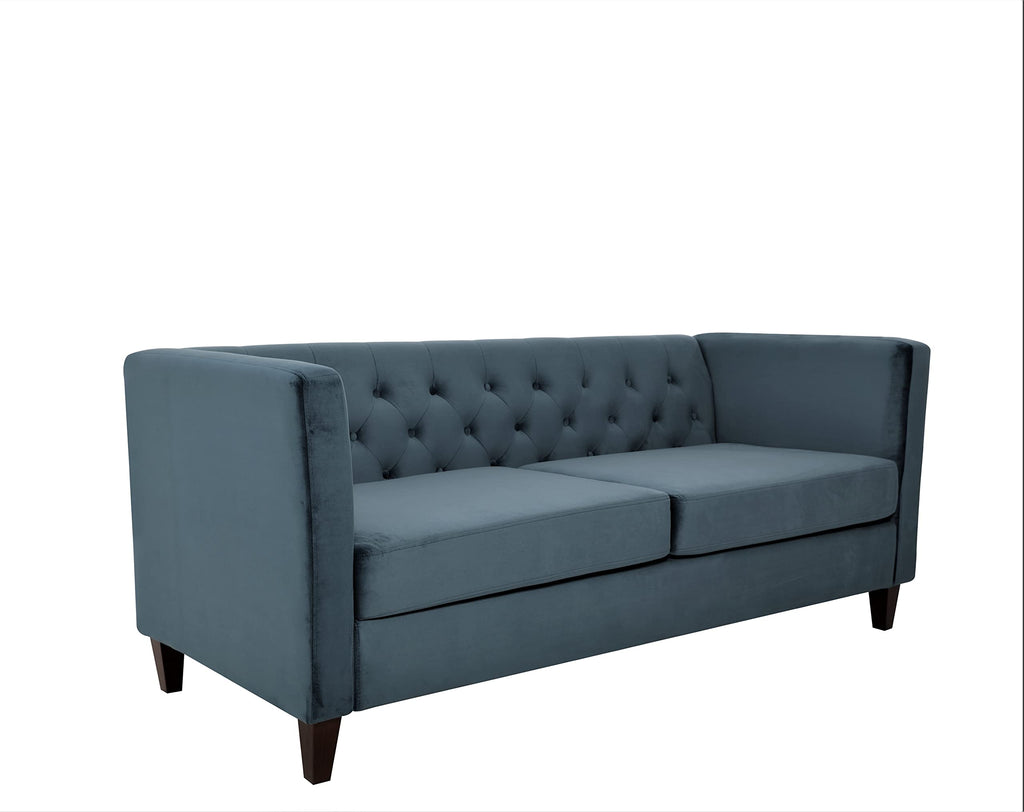 Prussian Blue Velvet Three Seater Sofa W179518