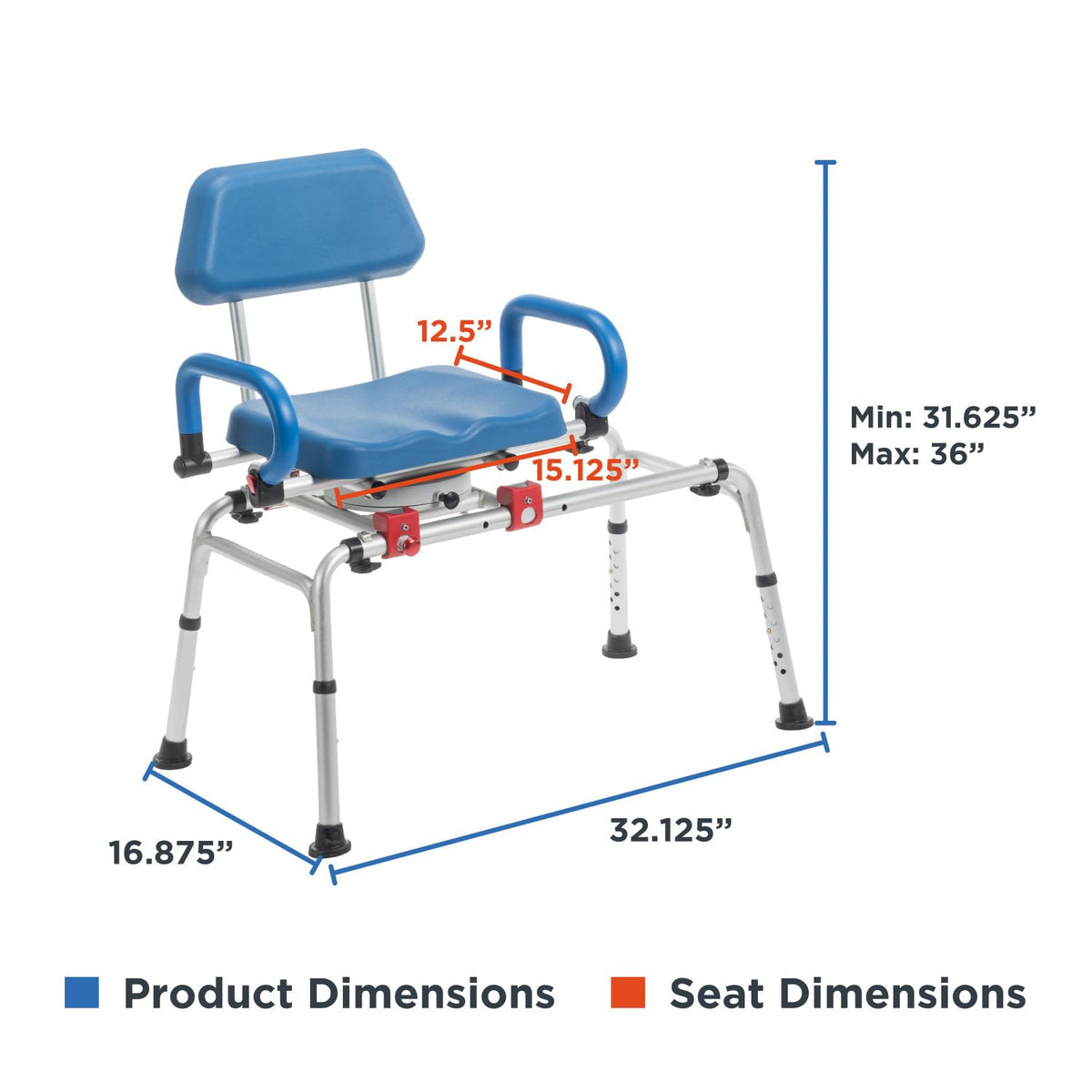 Rotating Transfer Bench with Padded Seat and Arms A9769