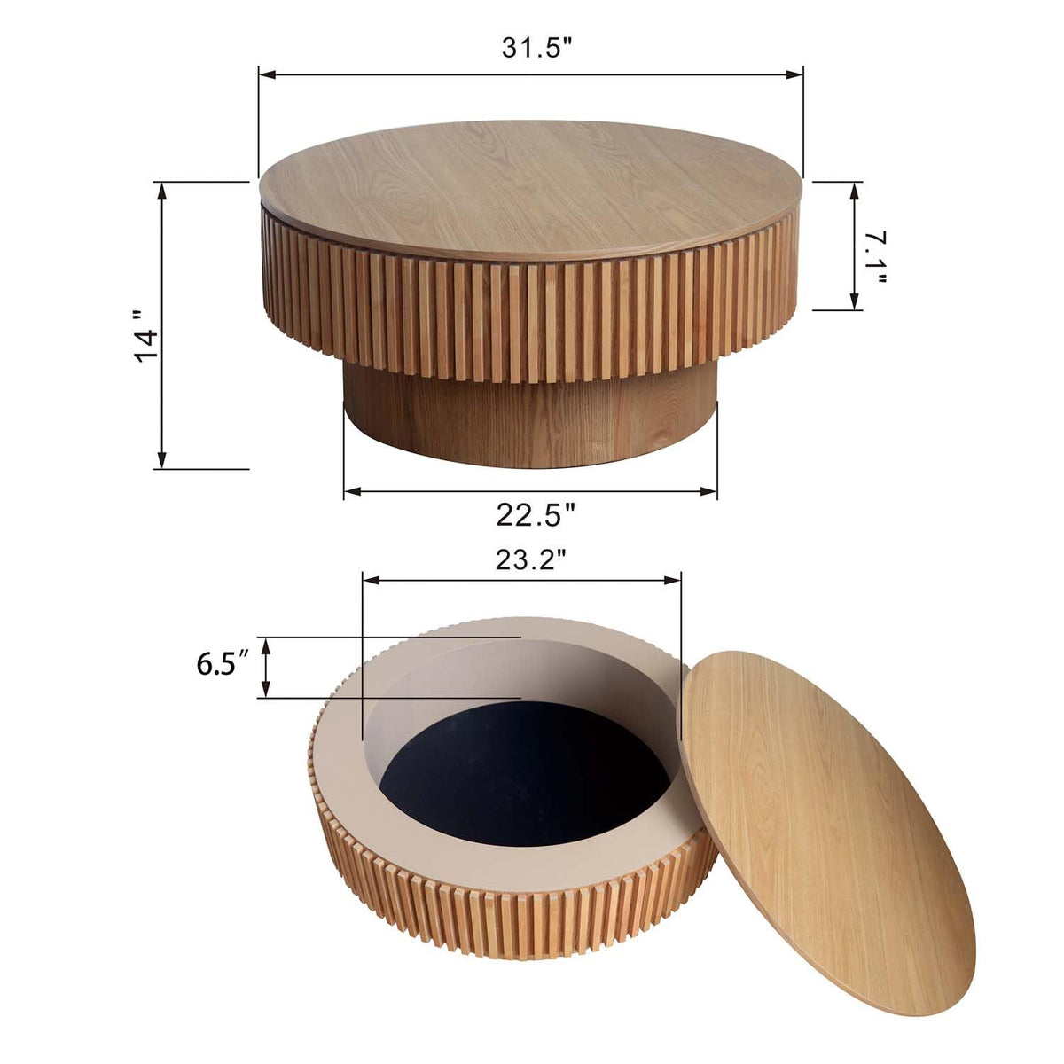 Round Coffee Table with Storage E2917