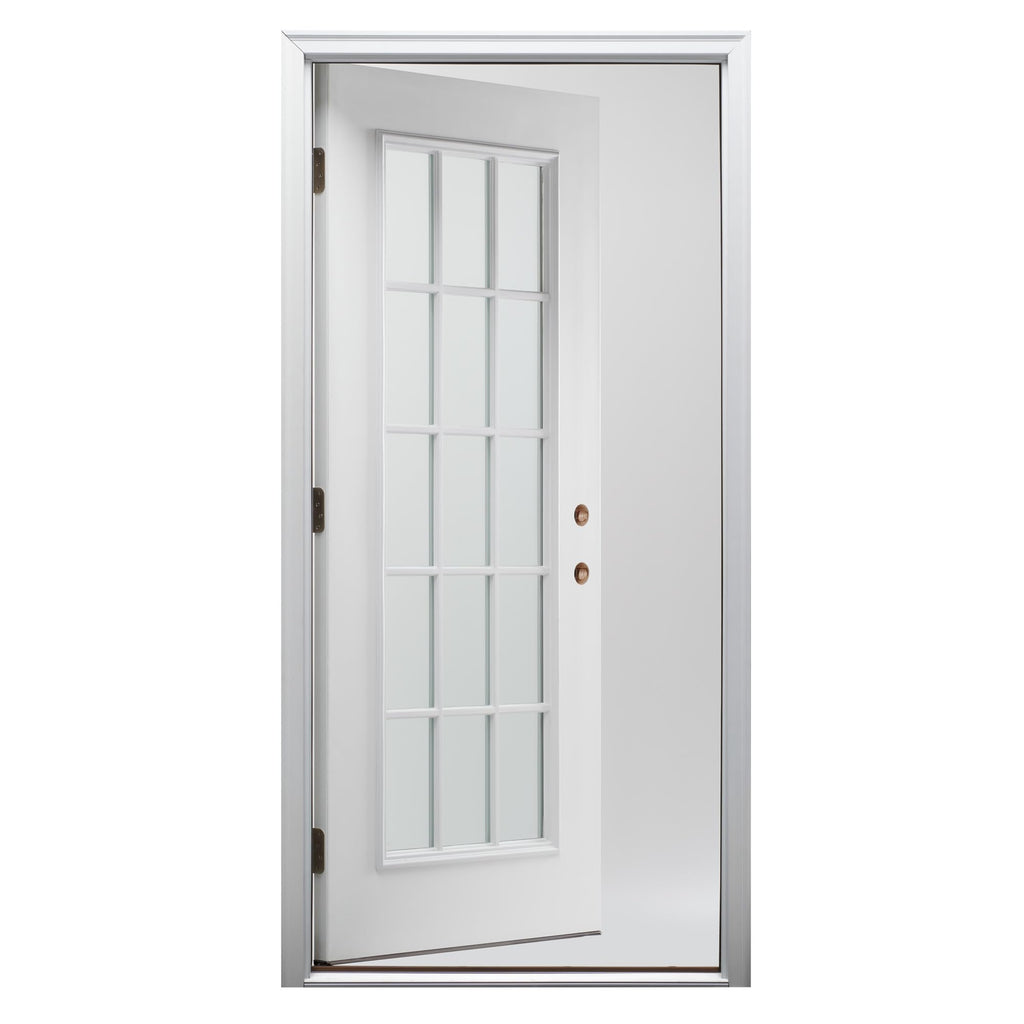 Fiberglass Smooth Primed Left Hand In-Swing Prehung Front Door 15 Lite Clear Glass 36" x 80" Z500