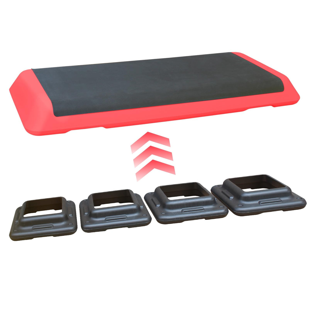 Adjustable Aerobic Workout Step Platform with 4 Stackable Risers O7329
