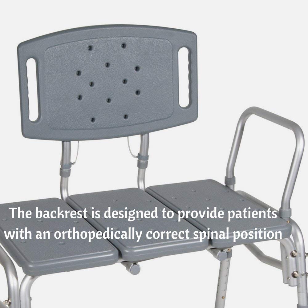 Adjustable Height Heavy Duty Transfer Bench with Back Non-Slip Seat F920150