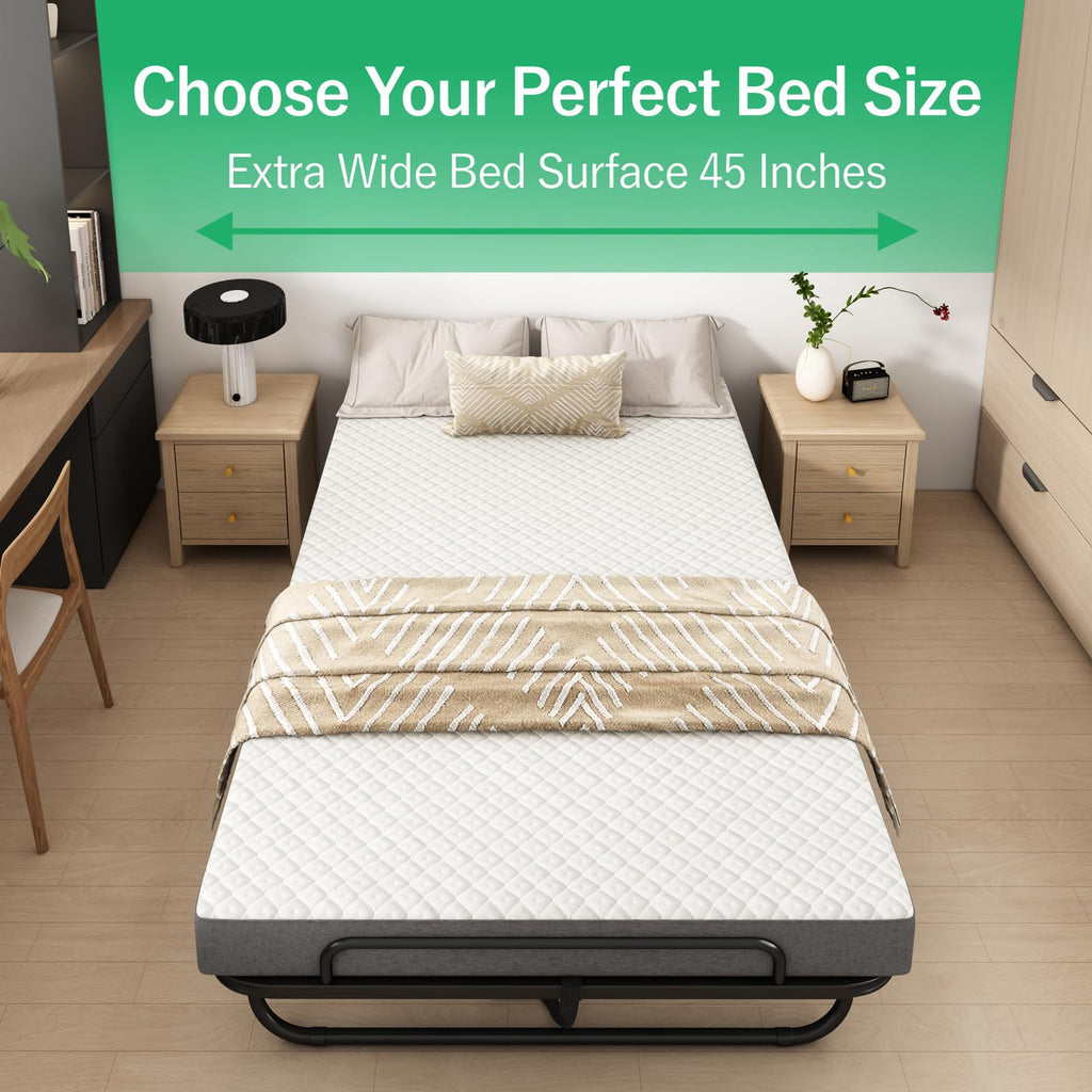 Folding Twin XL Size Bed with Memory Foam Mattress F690