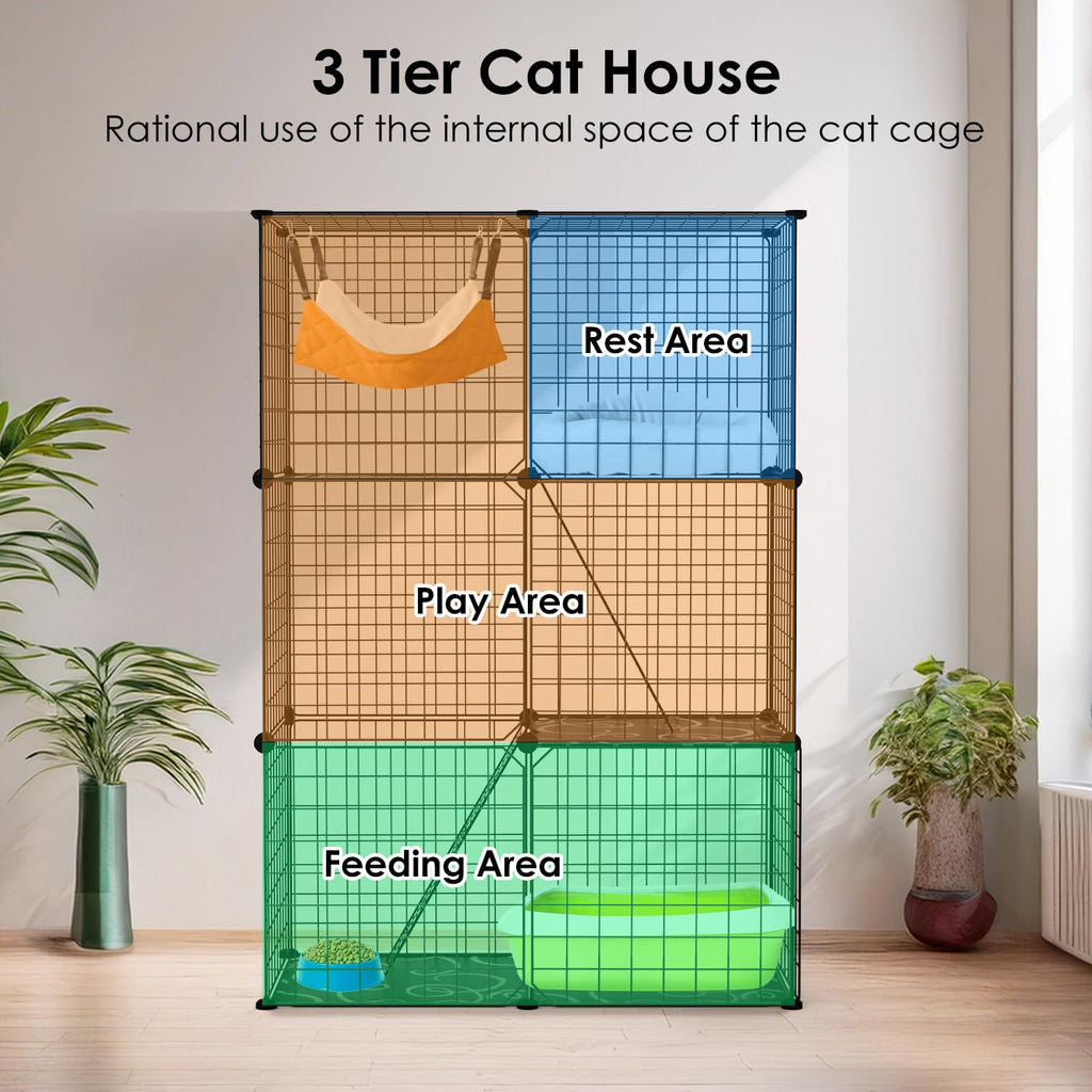 3-Tier Cat Cage & Enclosure with 3 Doors & 2 Ramps J229
