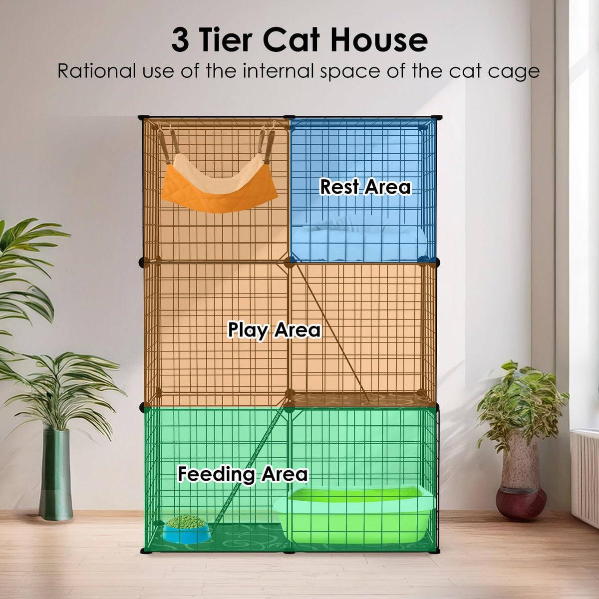 3-Tier Cat Cage & Enclosure with 3 Doors & 2 Ramps J229