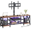 Rustic Brown 3-Tier TV Stand with Swivel Mount and Power Outlet D250858