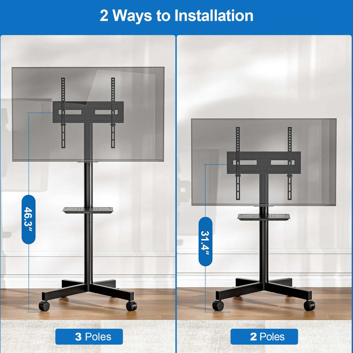 Mobile TV Stand for 23-65 Inch Flat Curved Screen TVs Z823