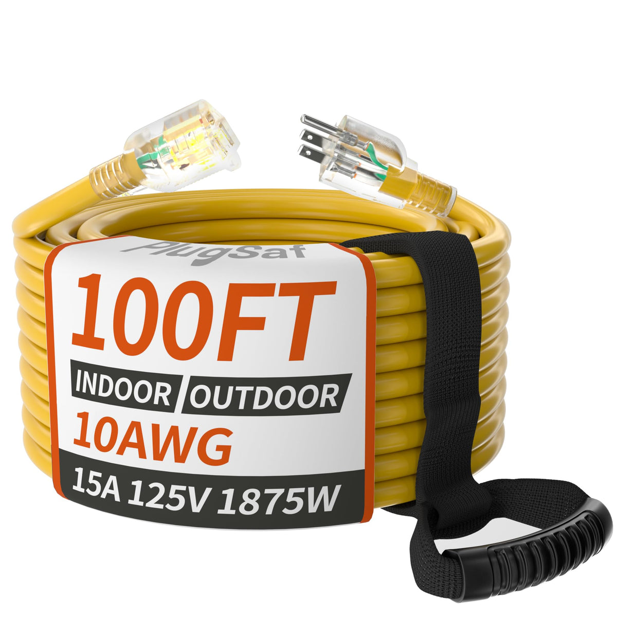 100ft 10 Gauge Waterproof Outdoor Extension Cord Yellow T87643